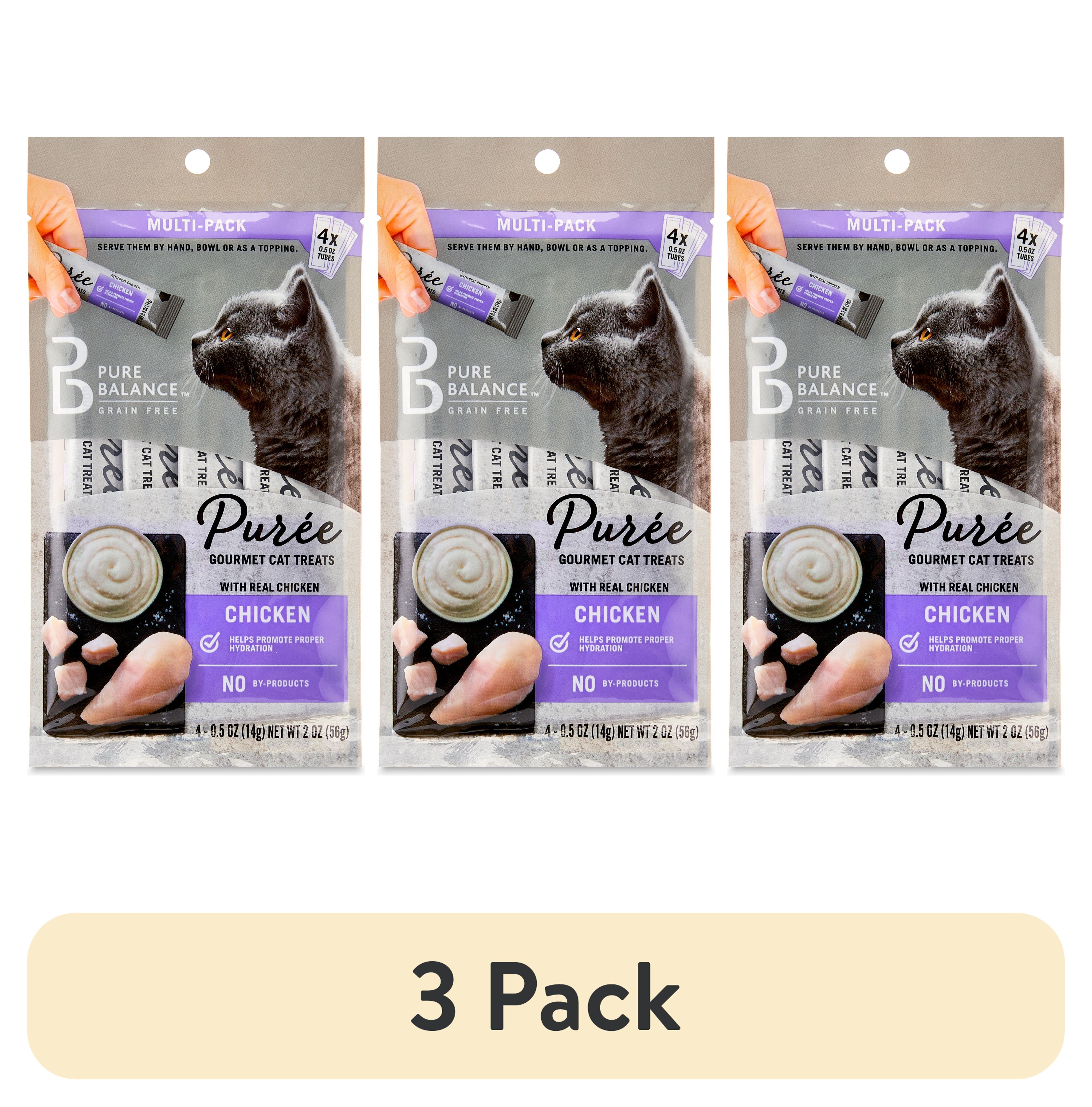 (3 pack) Pure Balance Chicken Puree Gourmet Cat Treats, 0.5 oz, 4 Count