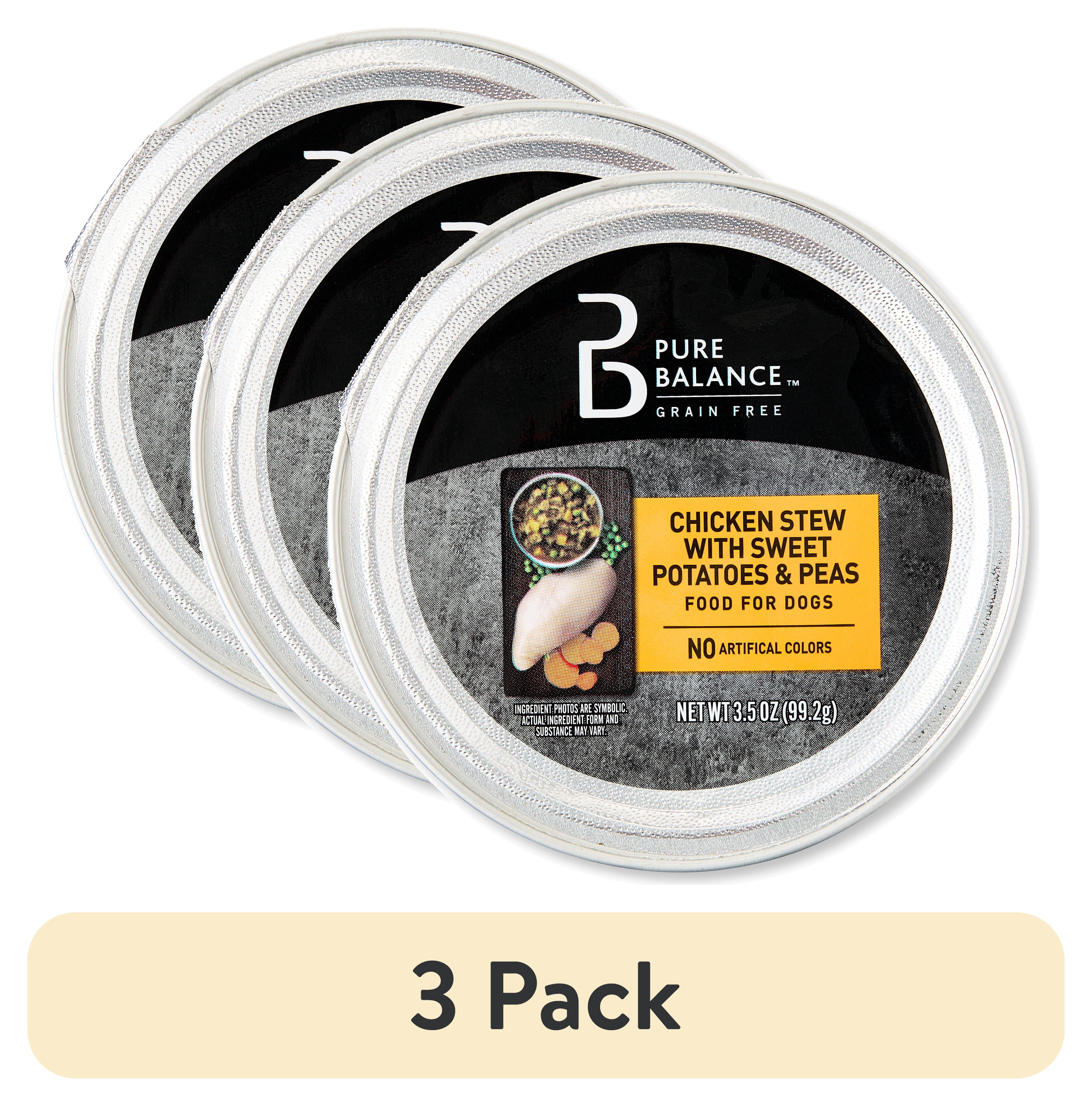 (3 pack) Pure Balance Chicken Stew with Sweet Potatoes & Peas Grain-Free Wet Dog Food, 3.5 oz Tray