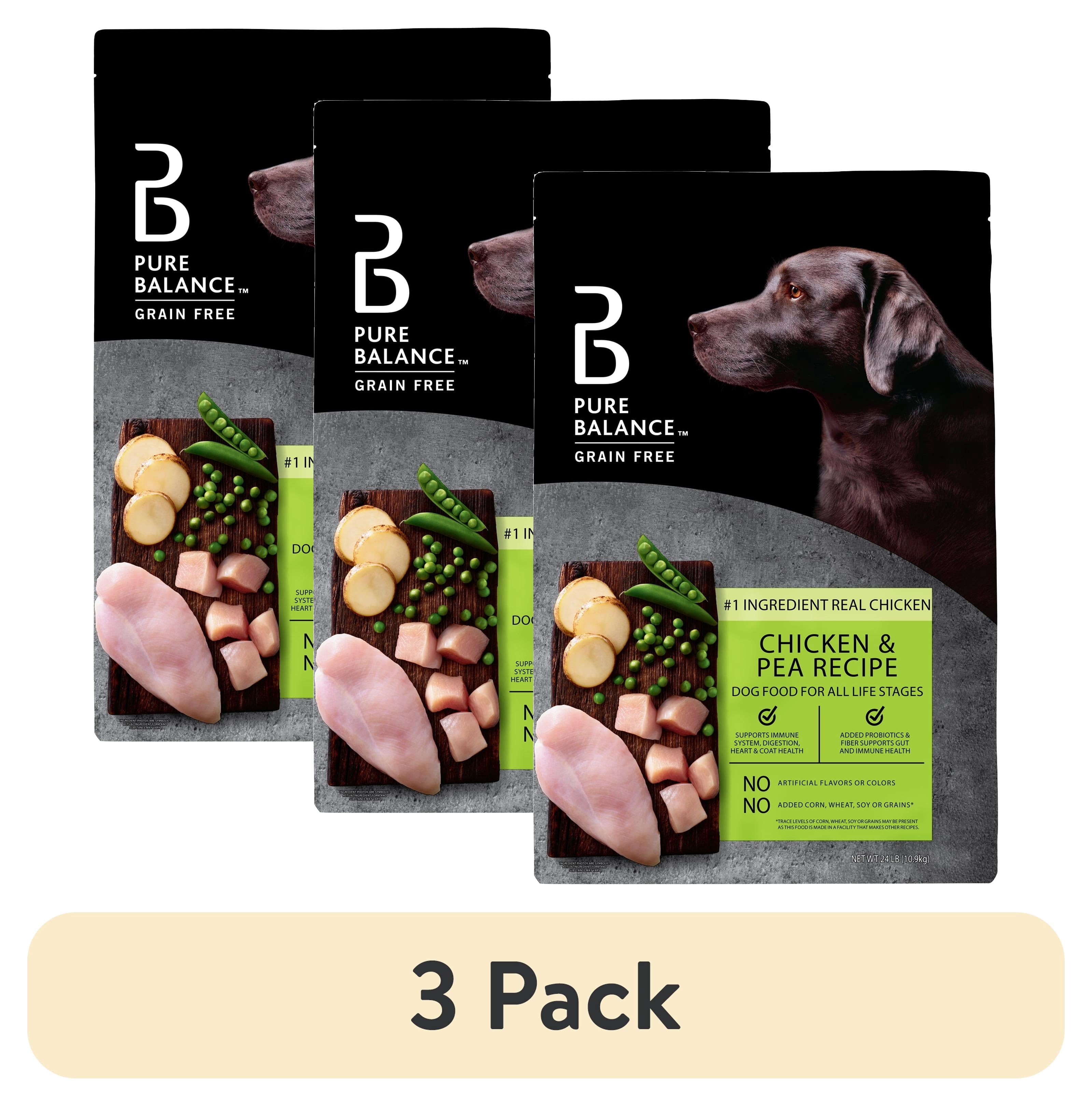 (3 pack) Pure Balance Grain-Free Chicken & Pea Recipe Dry Dog Food, 11 lbs