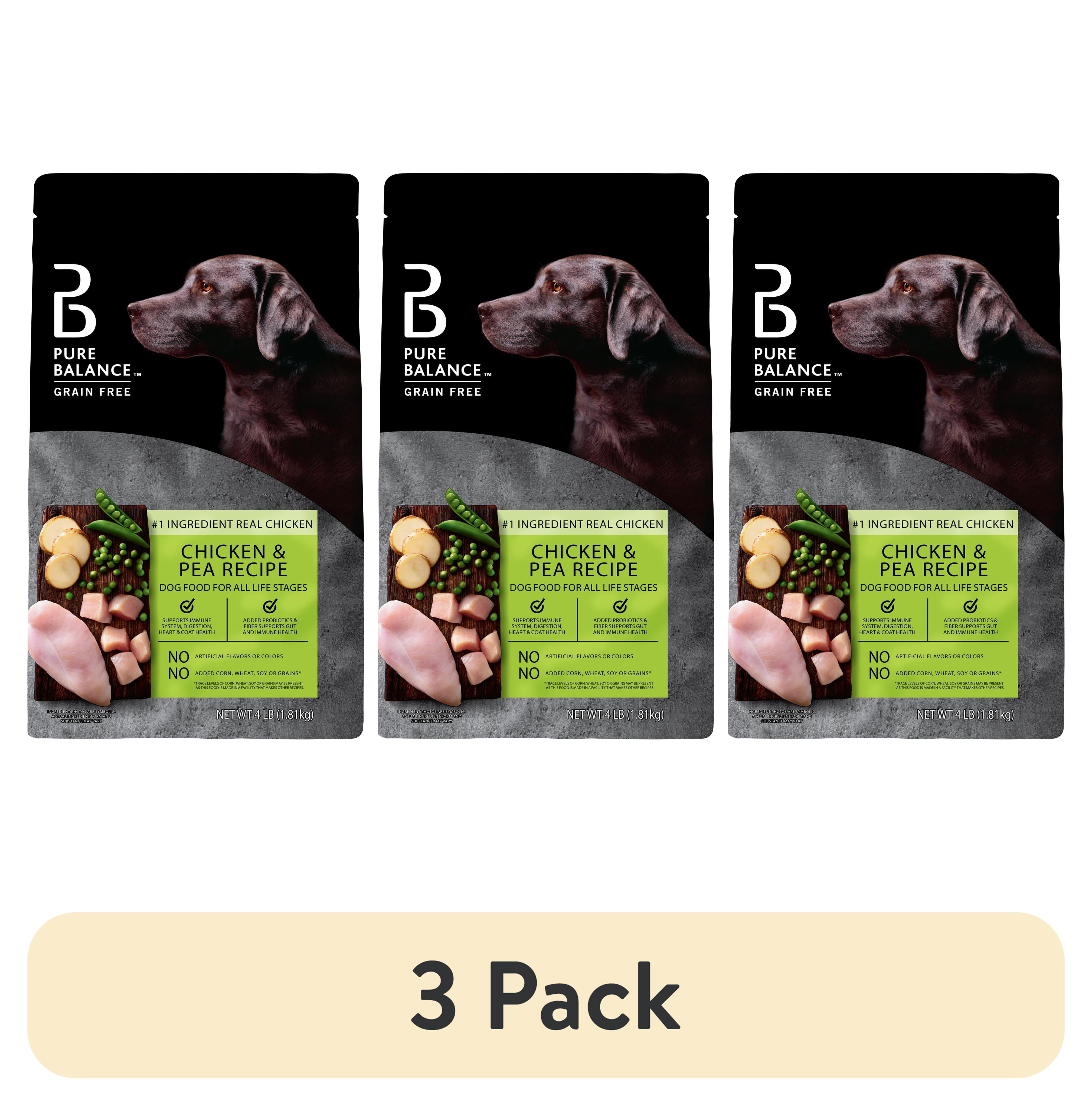 (3 pack) Pure Balance Grain-Free Chicken and Pea Recipe Dry Dog Food, 4 lb