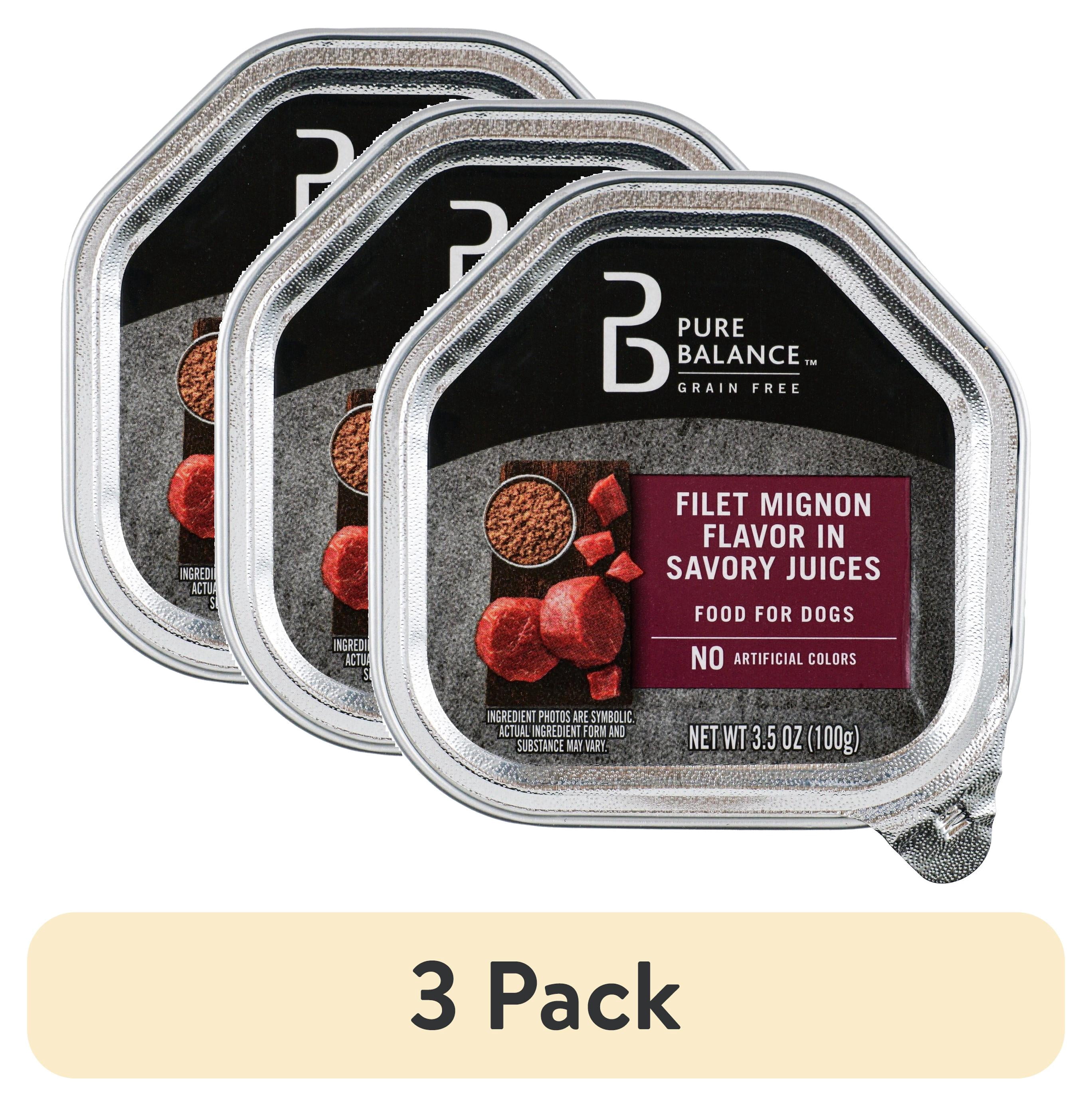 (3 pack) Pure Balance Grain Free Filet Mignon Flavor in Savory Juices Wet Dog Food, 3.5 oz