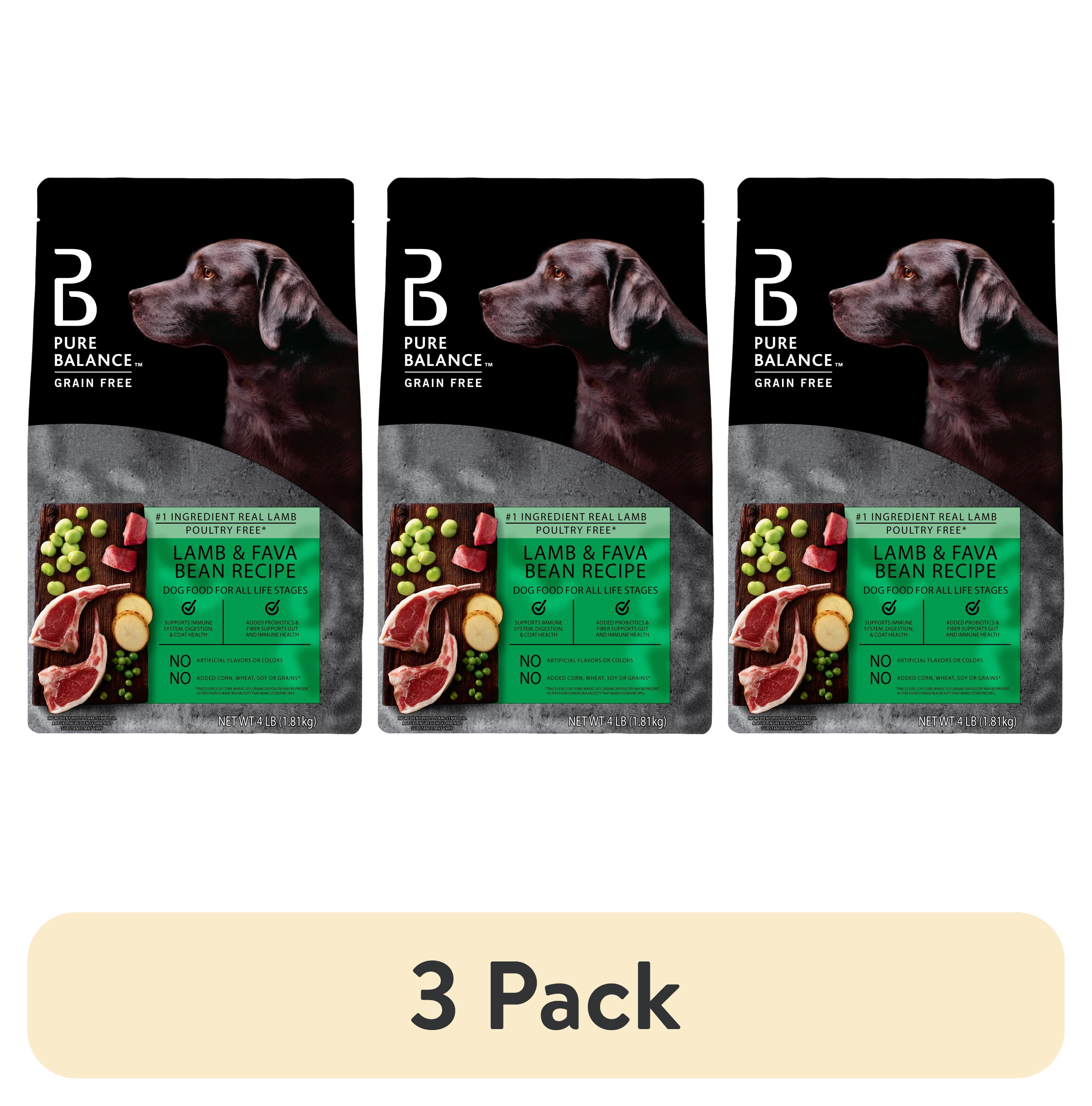 (3 pack) Pure Balance Grain-Free & Poultry-Free Lamb & Fava Bean Recipe Dry Dog Food, 4 lbs