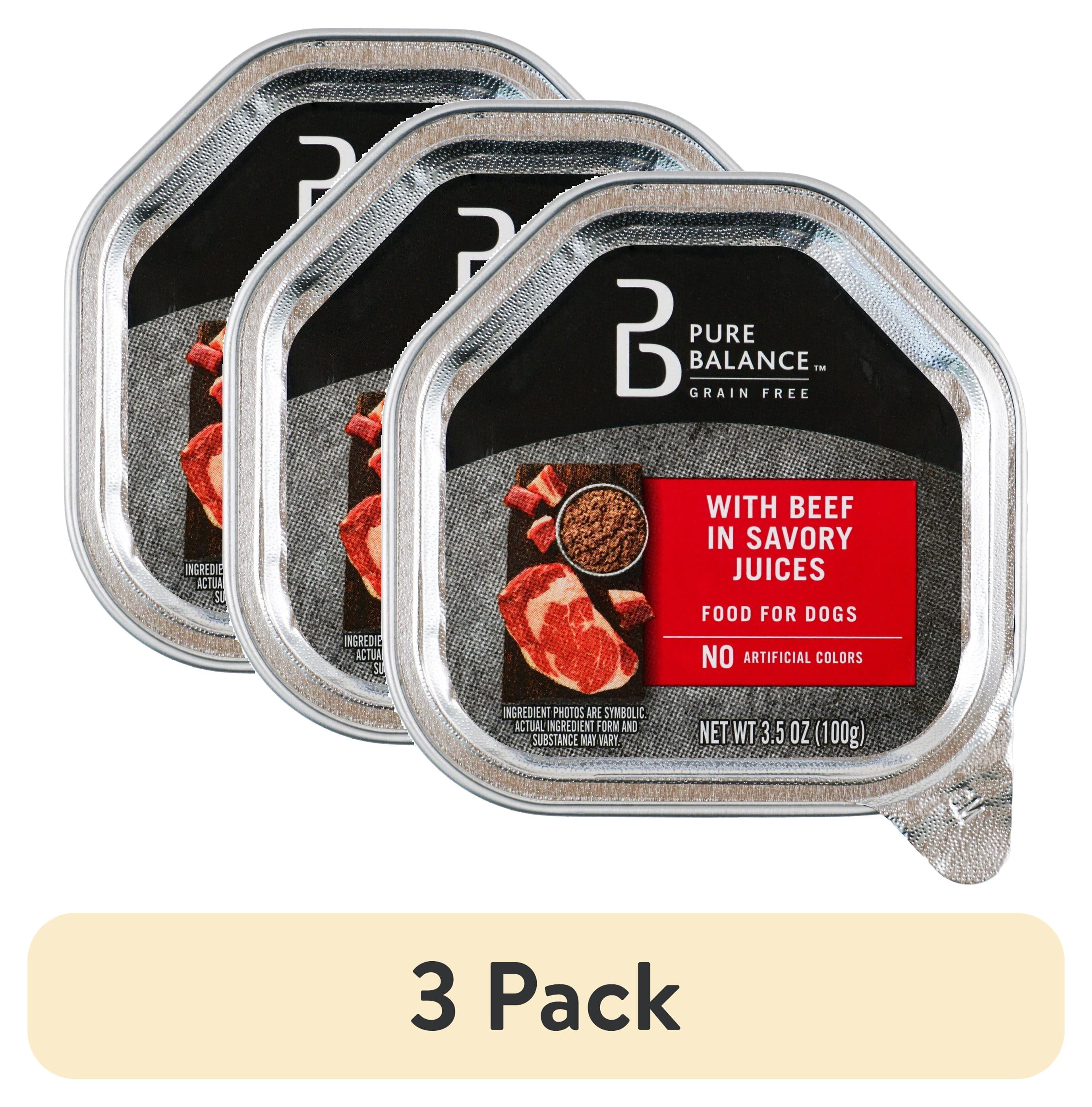 (3 pack) Pure Balance Grain Free With Beef in Savory Juices Wet Dog Food, 3.5 oz
