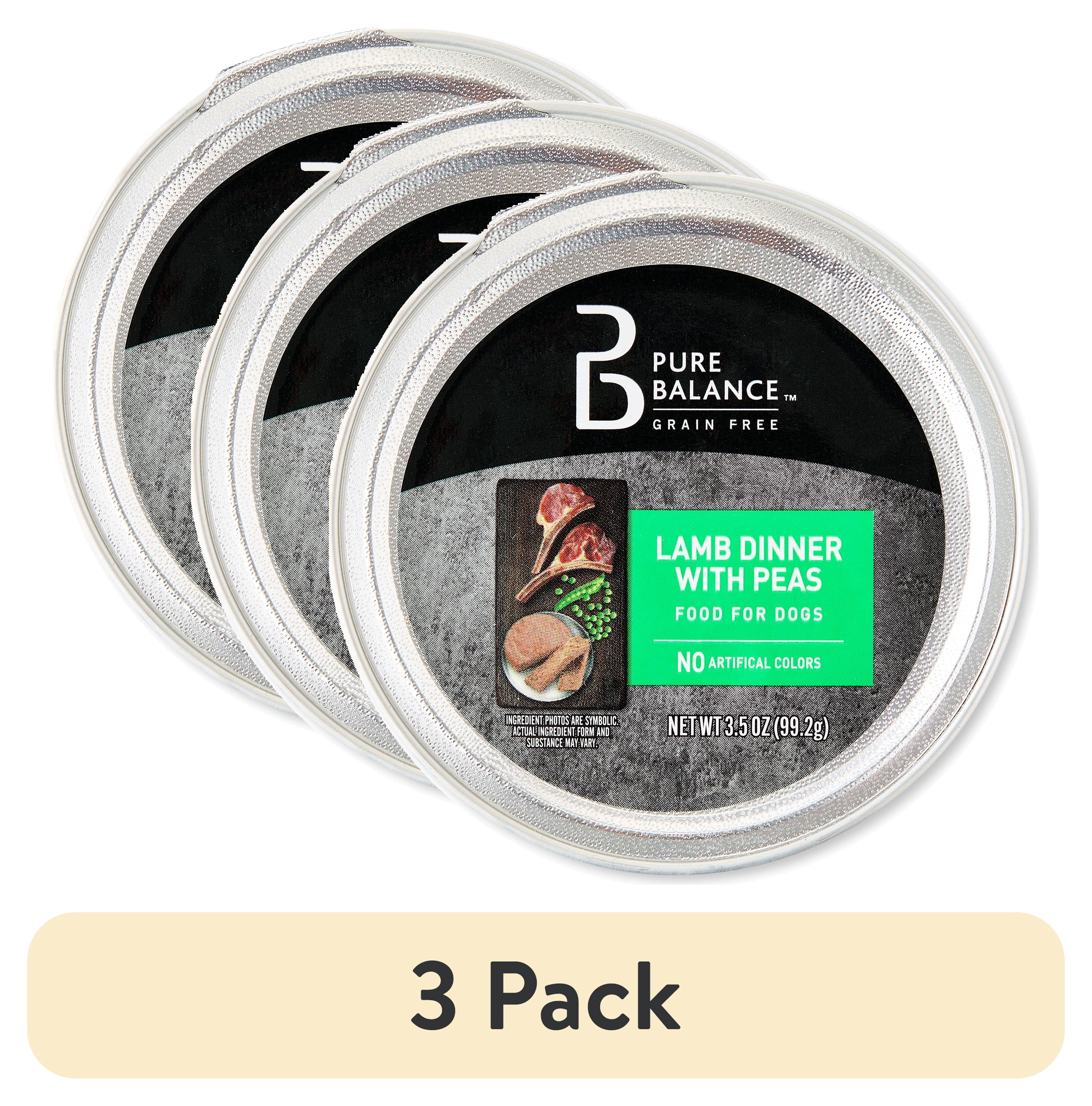 (3 pack) Pure Balance Lamb Dinner with Peas Grain-Free Wet Dog Food, 3.5 oz Tray