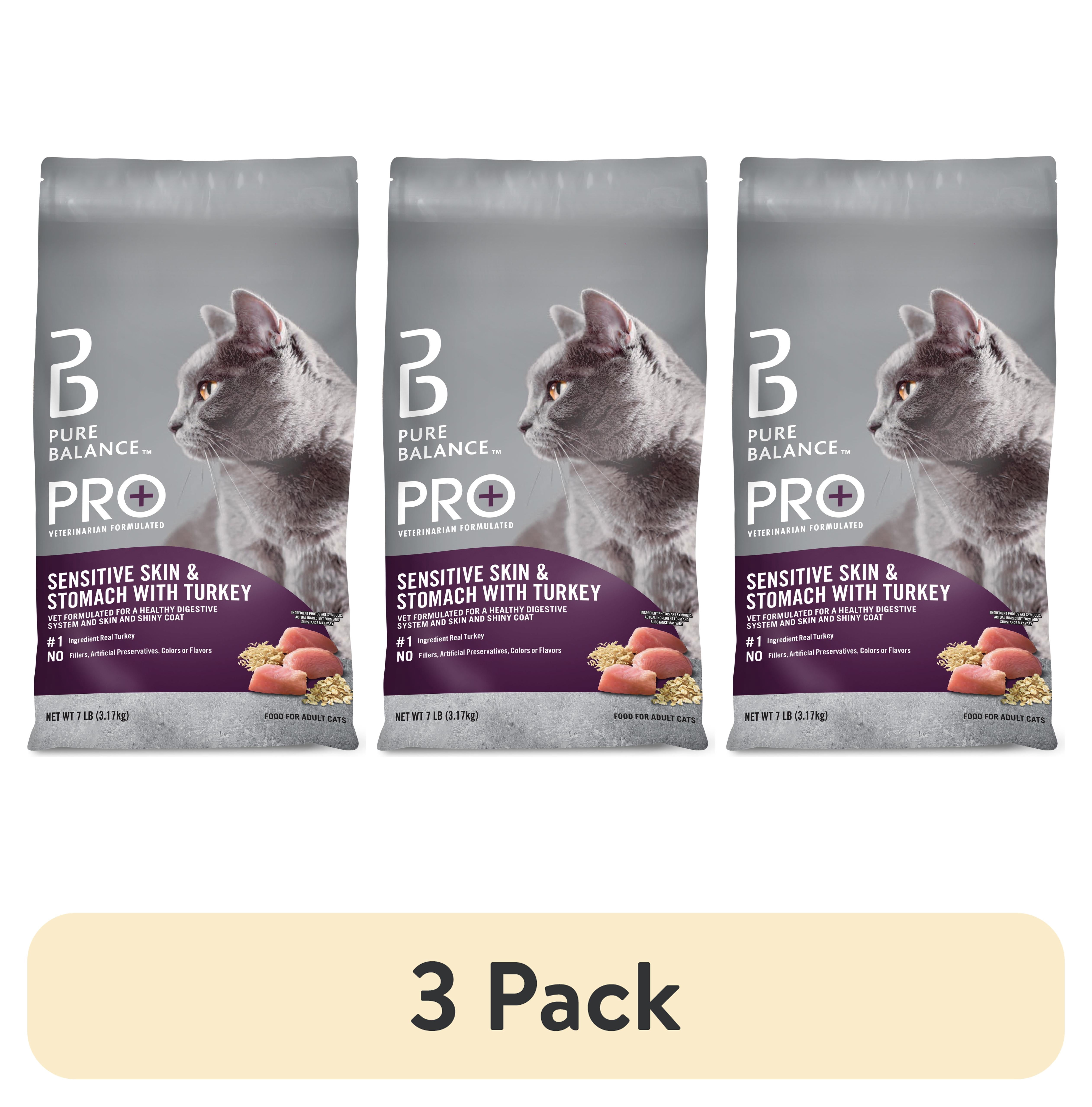 (3 pack) Pure Balance PRO+ Sensitive Skin & Stomach with Turkey Dry Cat Food, 7 lbs