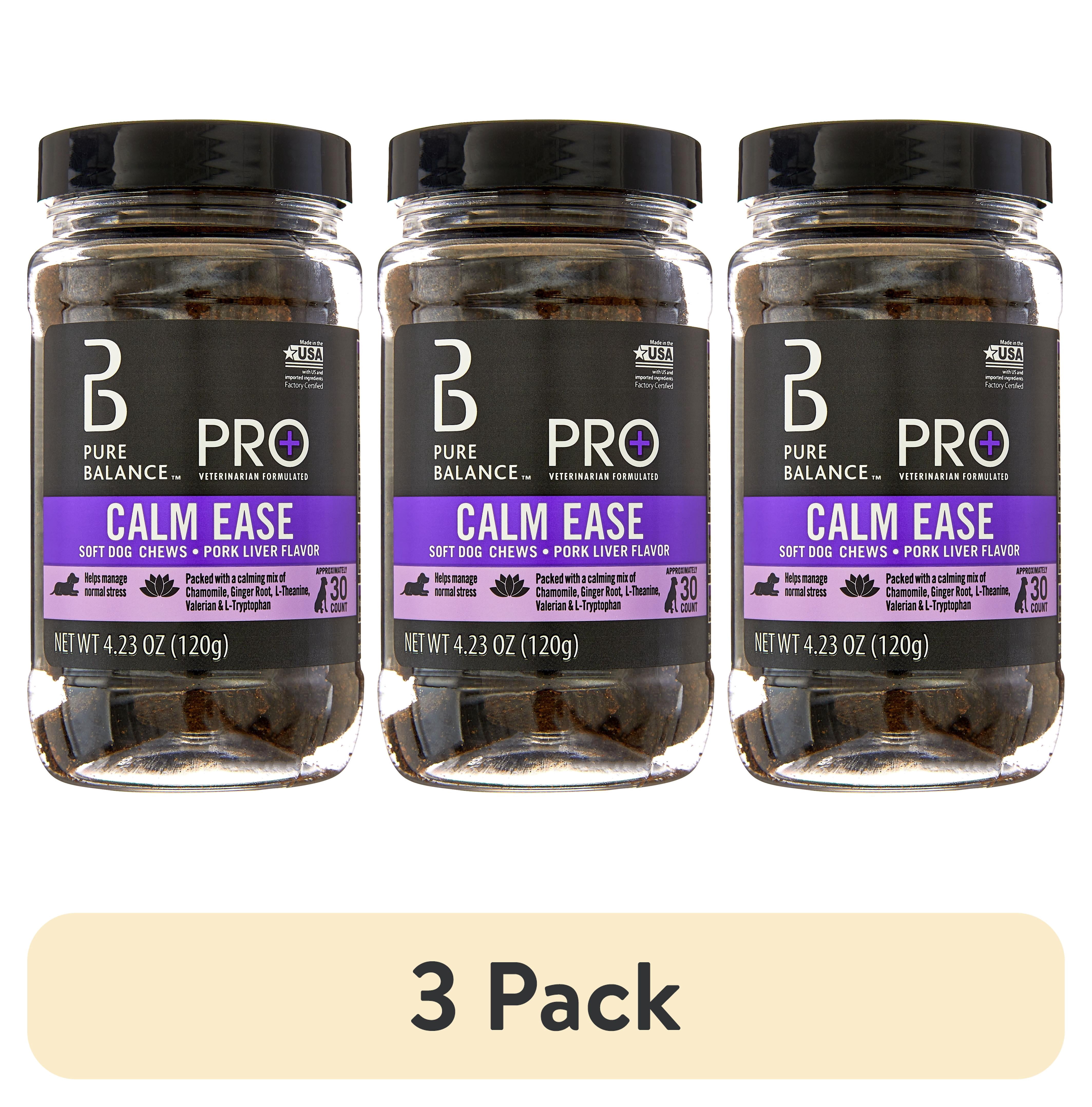 (3 pack) Pure Balance Pro+ Calm Ease for Dogs, Calming Supplement, Pork Liver Flavor, 30 Count Soft Chews