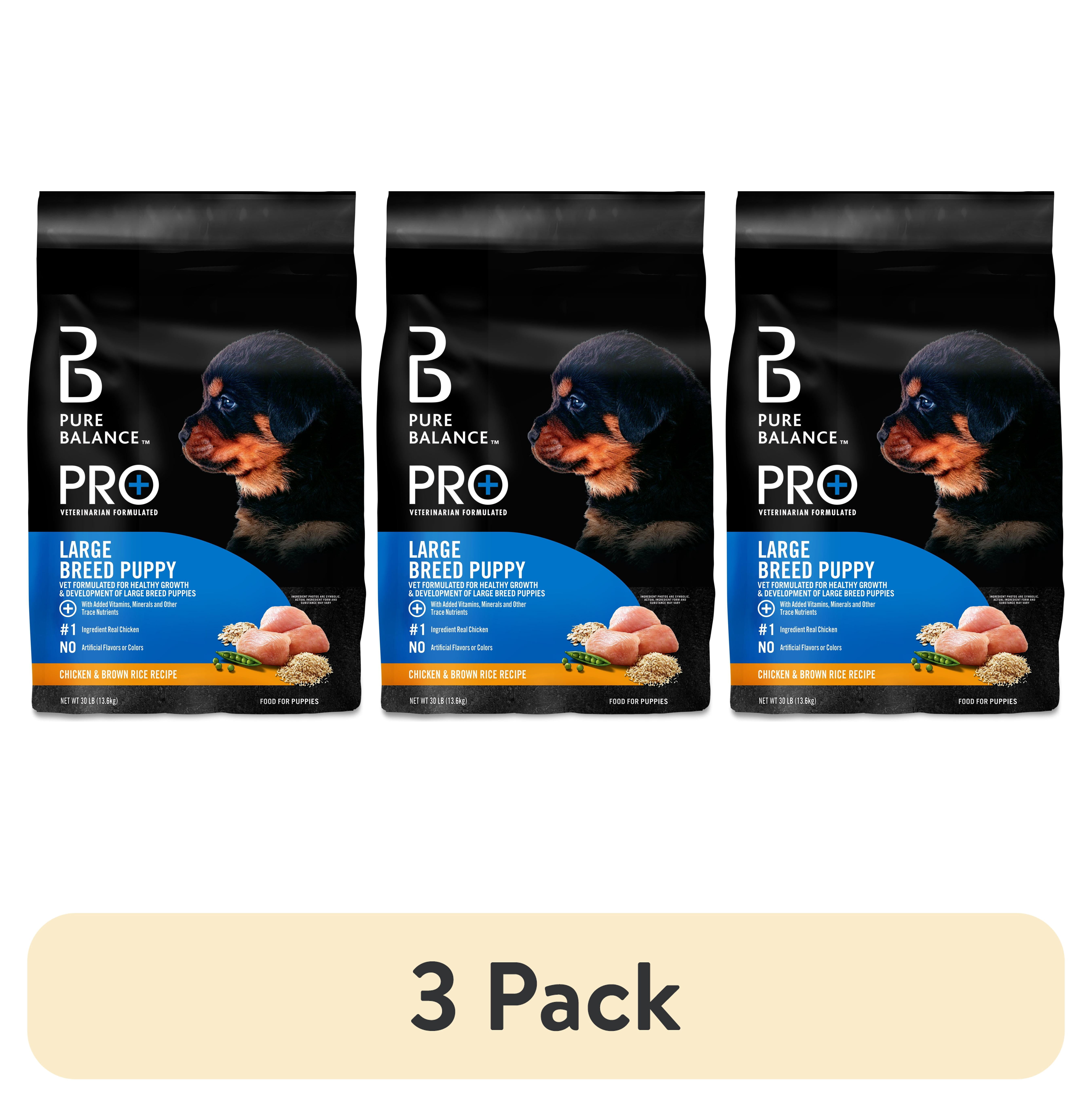 (3 pack) Pure Balance Pro+ Chicken & Brown Rice Large Breed Puppy Recipe Dry Dog Food, 30 lb