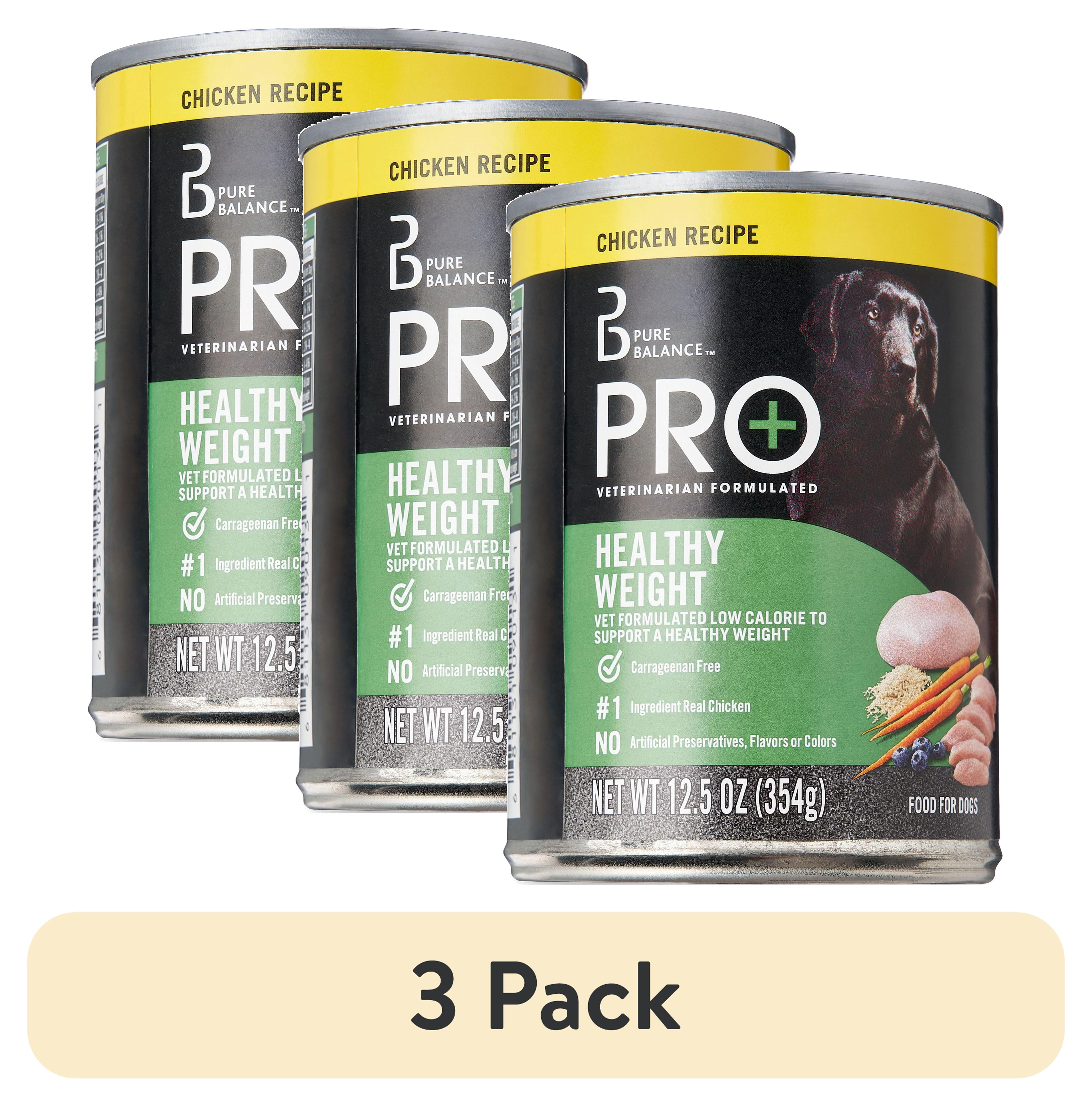 (3 pack) Pure Balance Pro+ Chicken Recipe Wet Dog Food for Healthy Weight, 12.5 oz Can