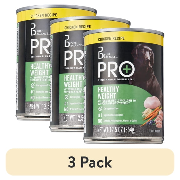 (3 pack) Pure Balance Pro Chicken Recipe Wet Dog Food for Healthy Weight, 12.5 oz Can