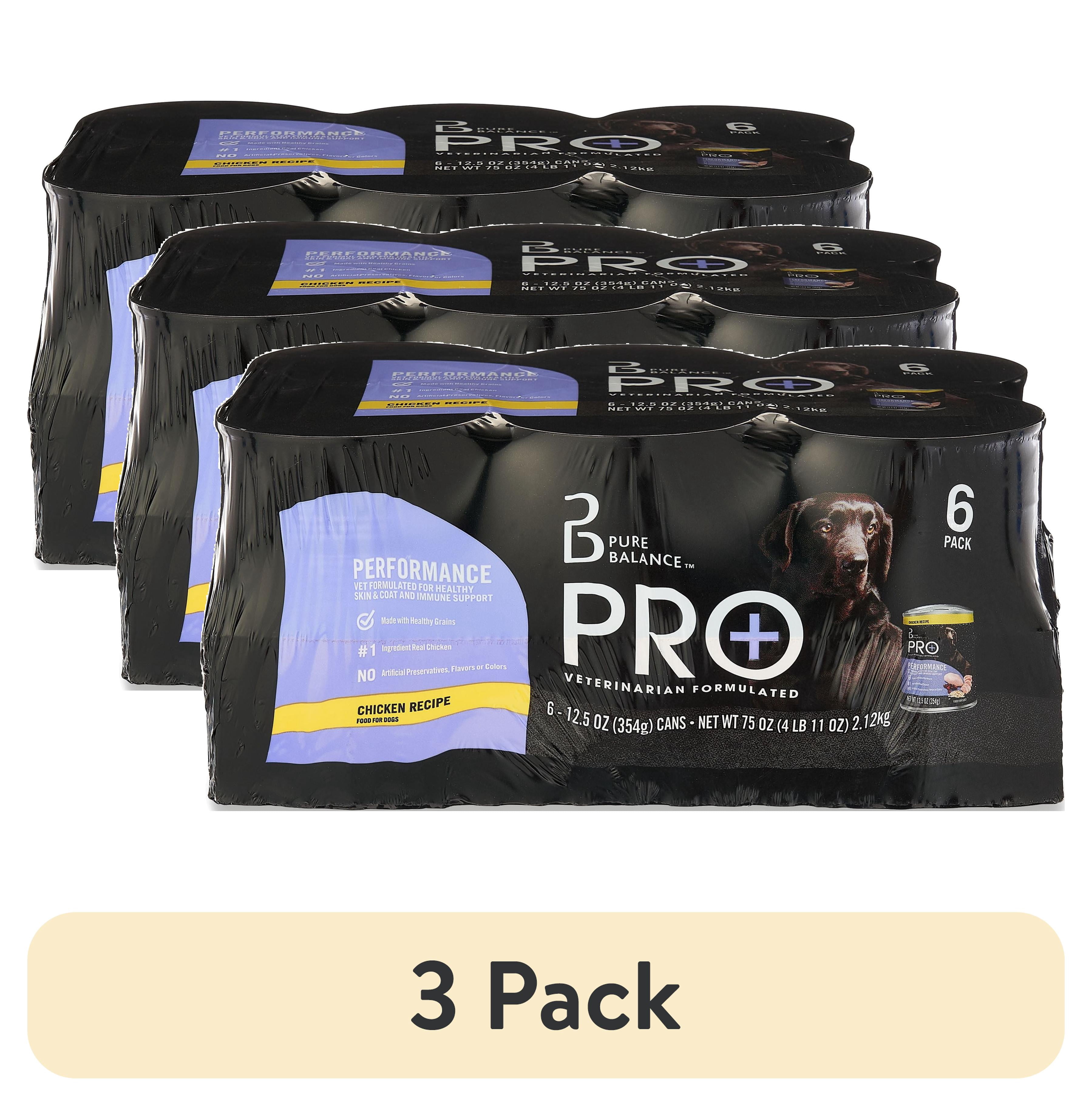 (3 pack) Pure Balance Pro+ Chicken Recipe Wet Dog Food for Performance, 12.5 oz Cans, 6 Pack