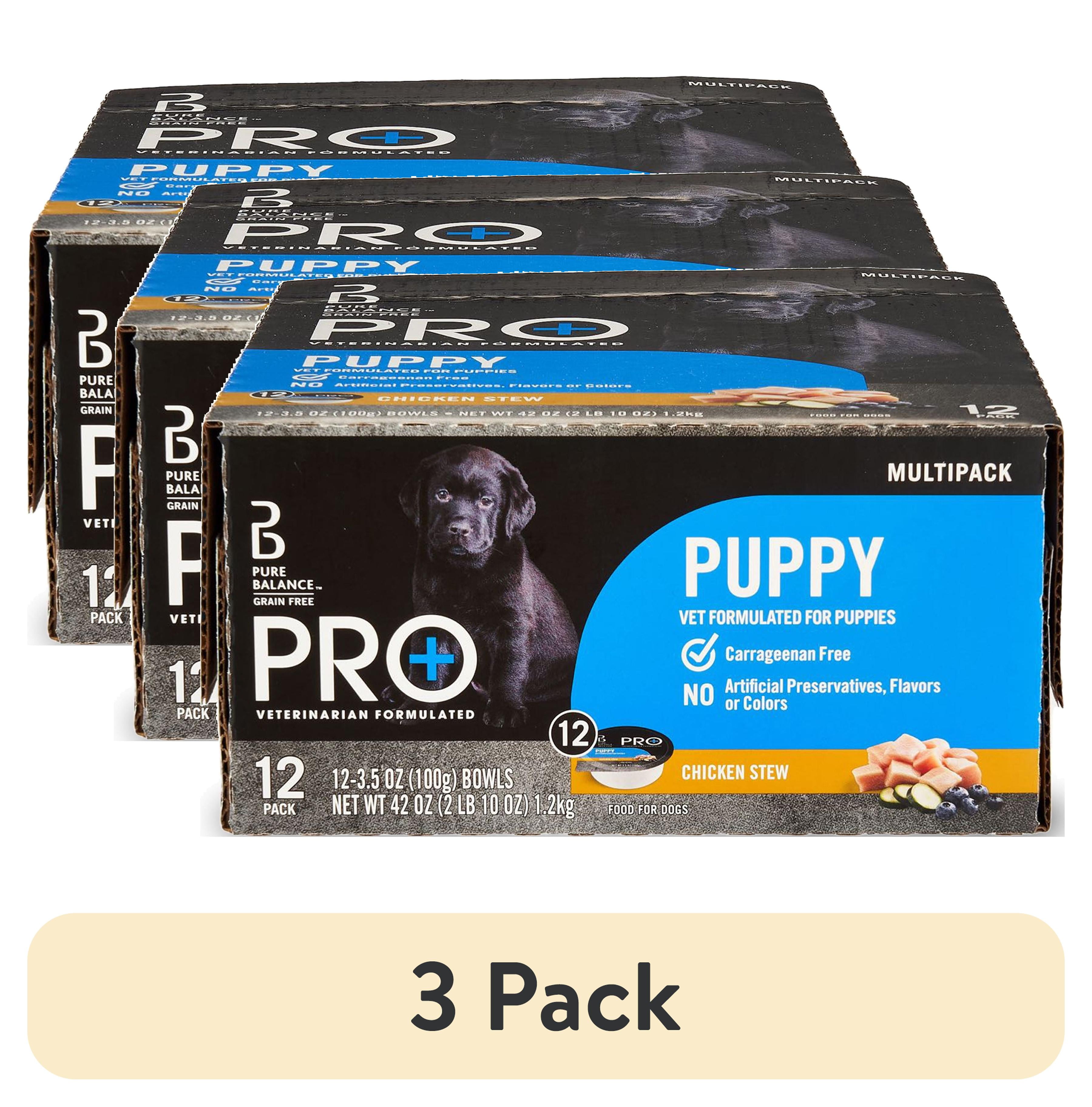 (3 pack) Pure Balance Pro+ 3.5oz 12ct MP - Puppy Wet Dog Food Variety Pack, 3.5 oz Bowls (12 Pack)