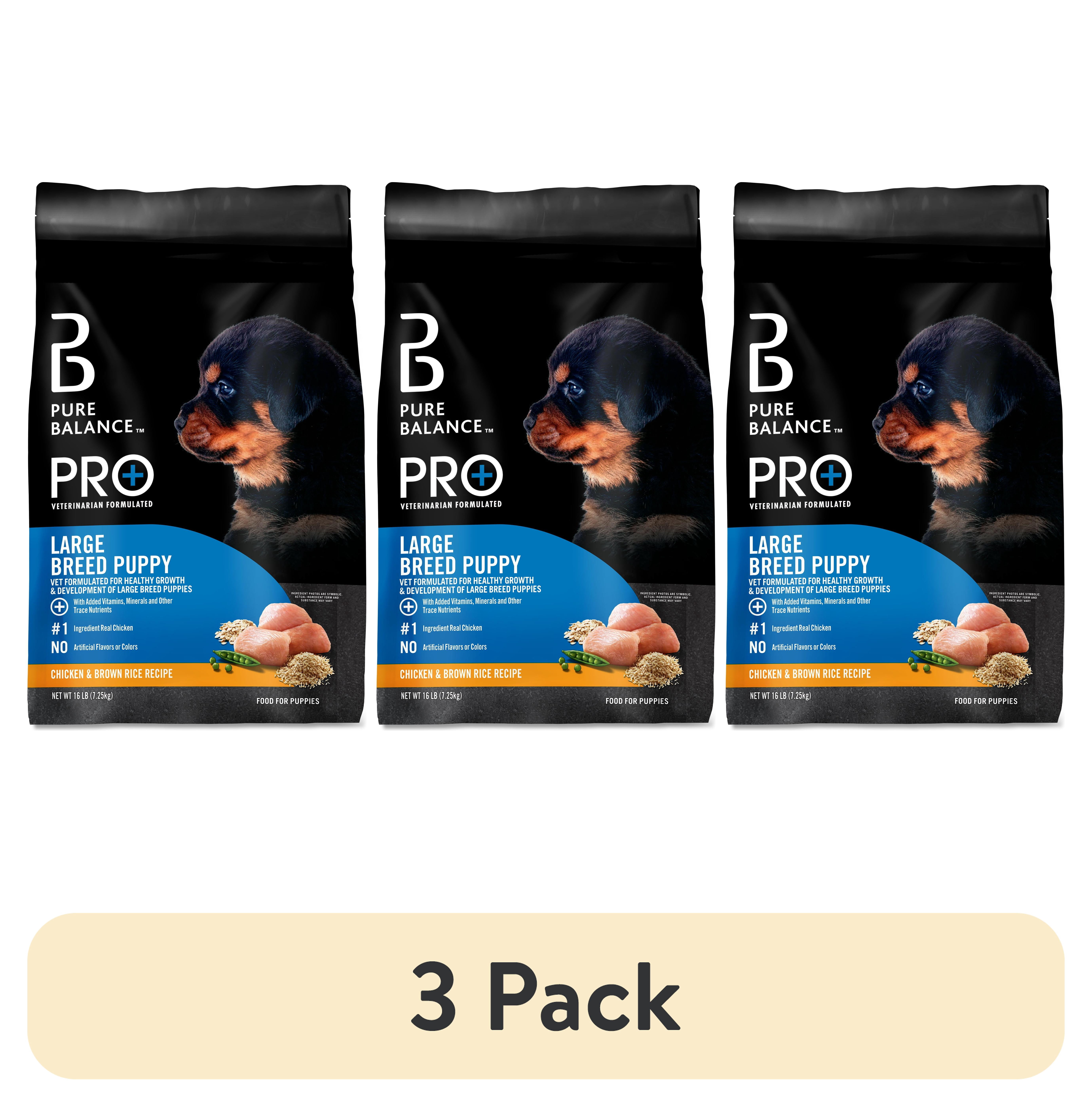 (3 pack) Pure Balance Pro+ Chicken and Brown Rice Large Breed Puppy Food, 16 lbs