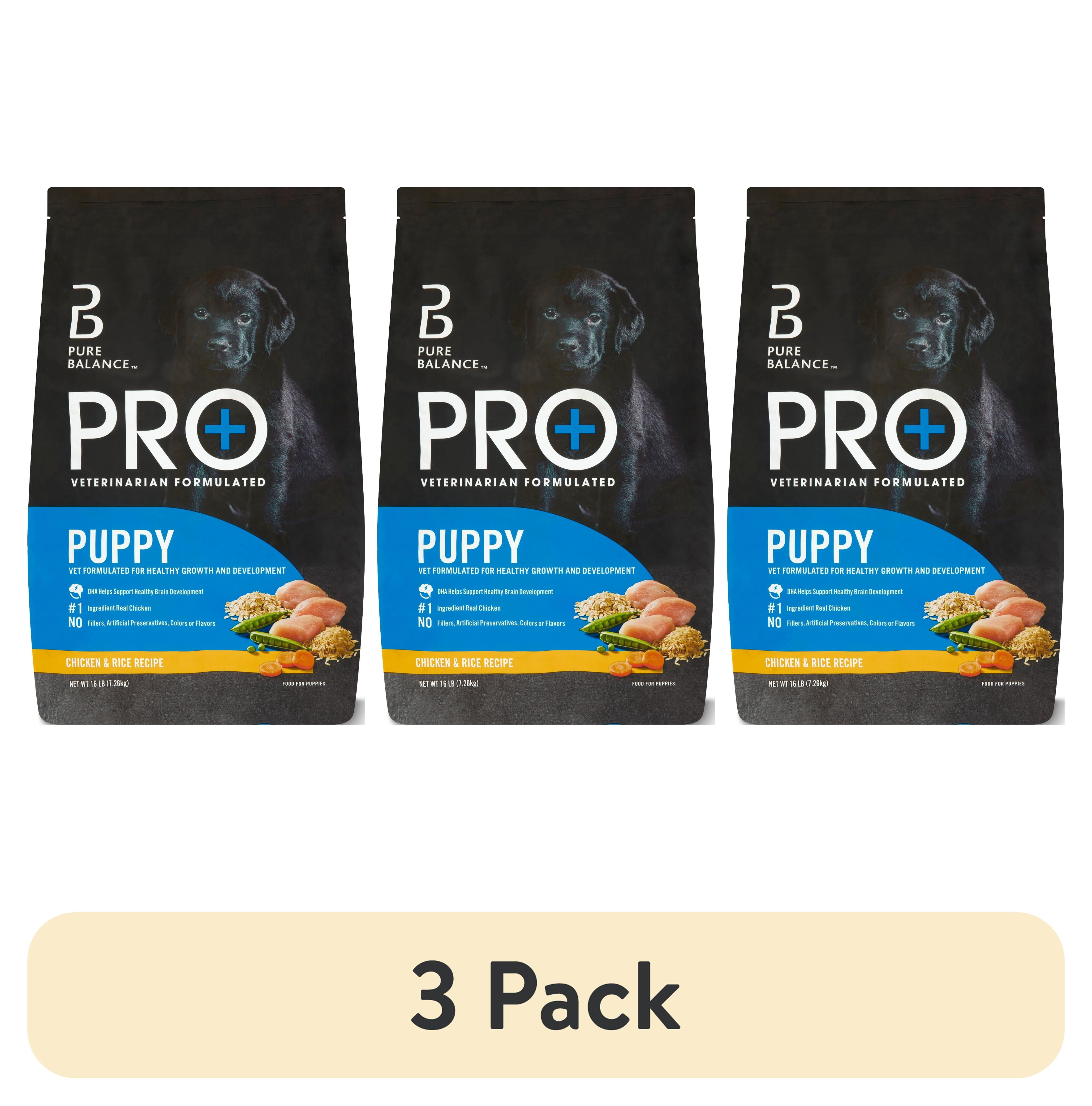 (3 pack) Pure Balance Pro+ Chicken and Rice Recipe, Puppy Food, 16 lb
