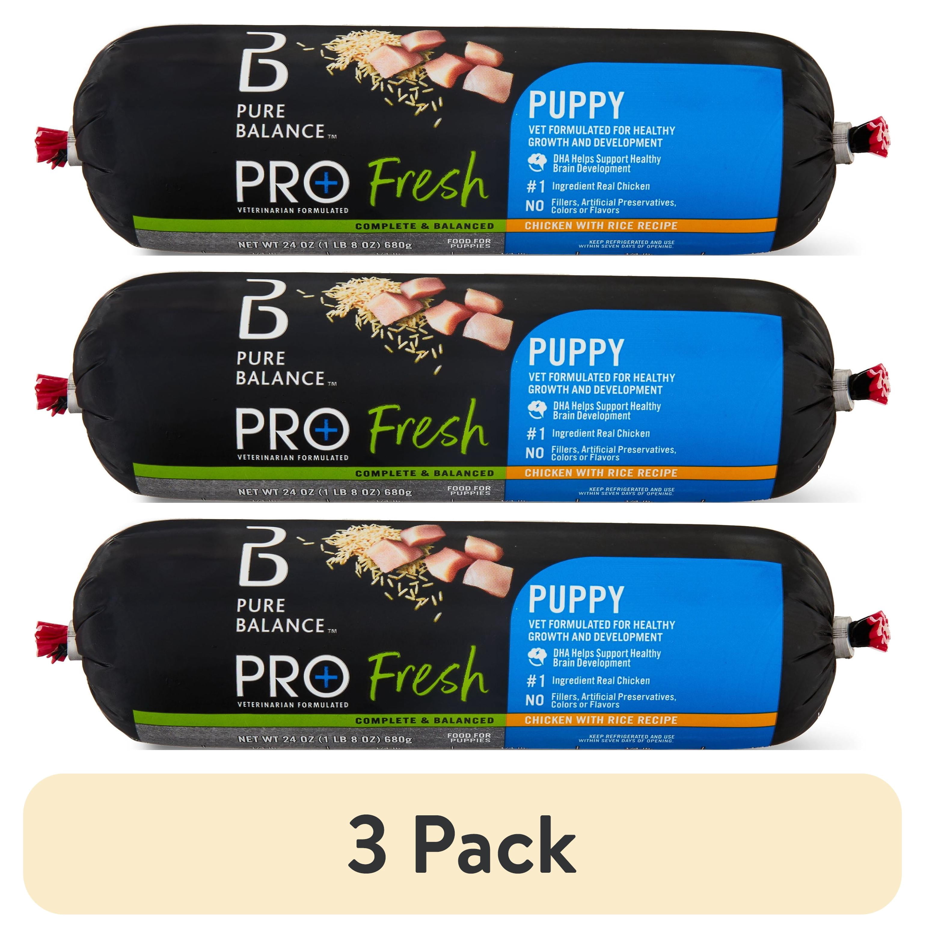 (3 pack) Pure Balance Pro+ Fresh Puppy Food, Chicken with Rice Recipe, 24 oz