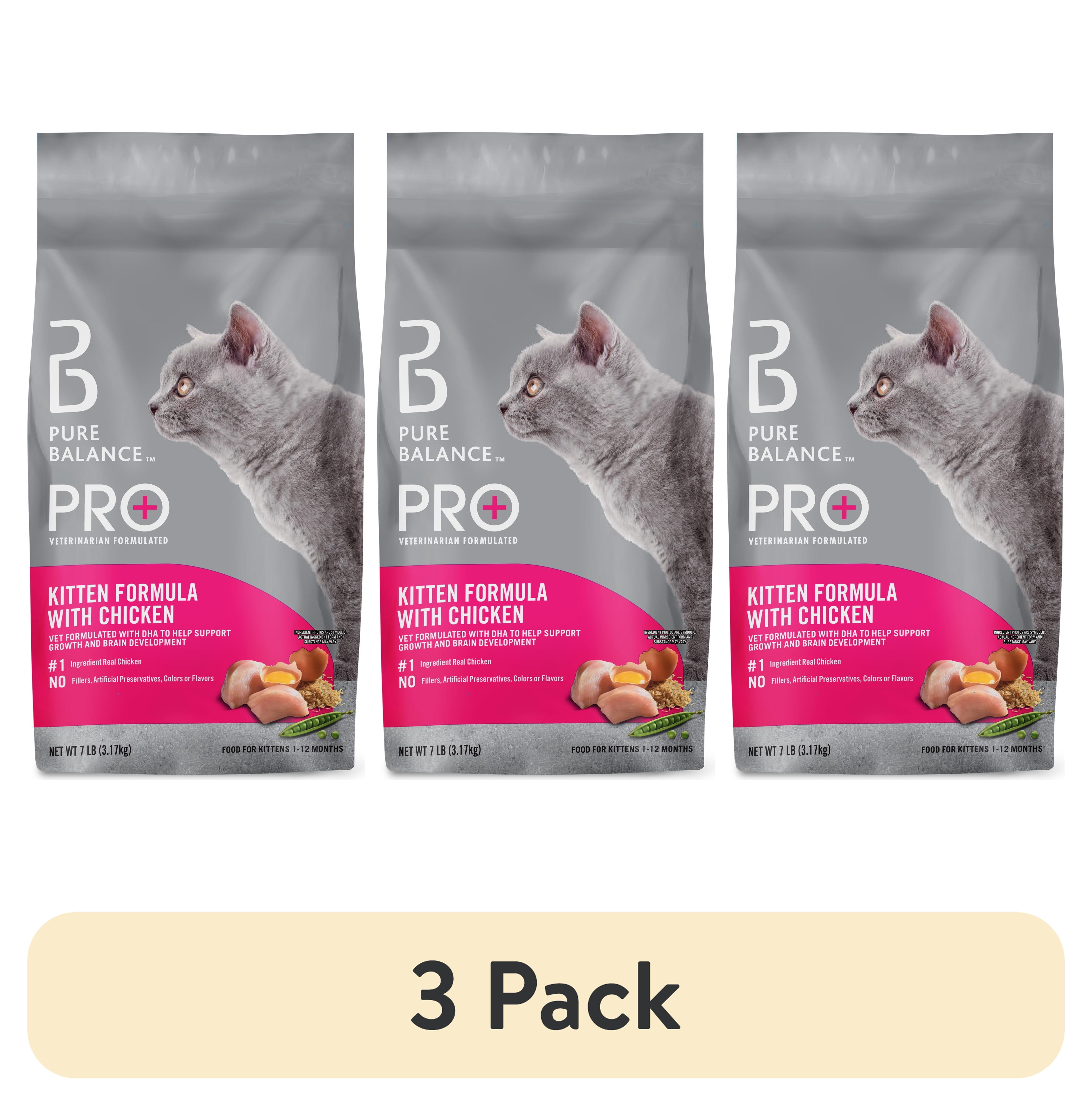 (3 pack) Pure Balance Pro+ Kitten Formula with Chicken Dry Cat Food, 7 lbs