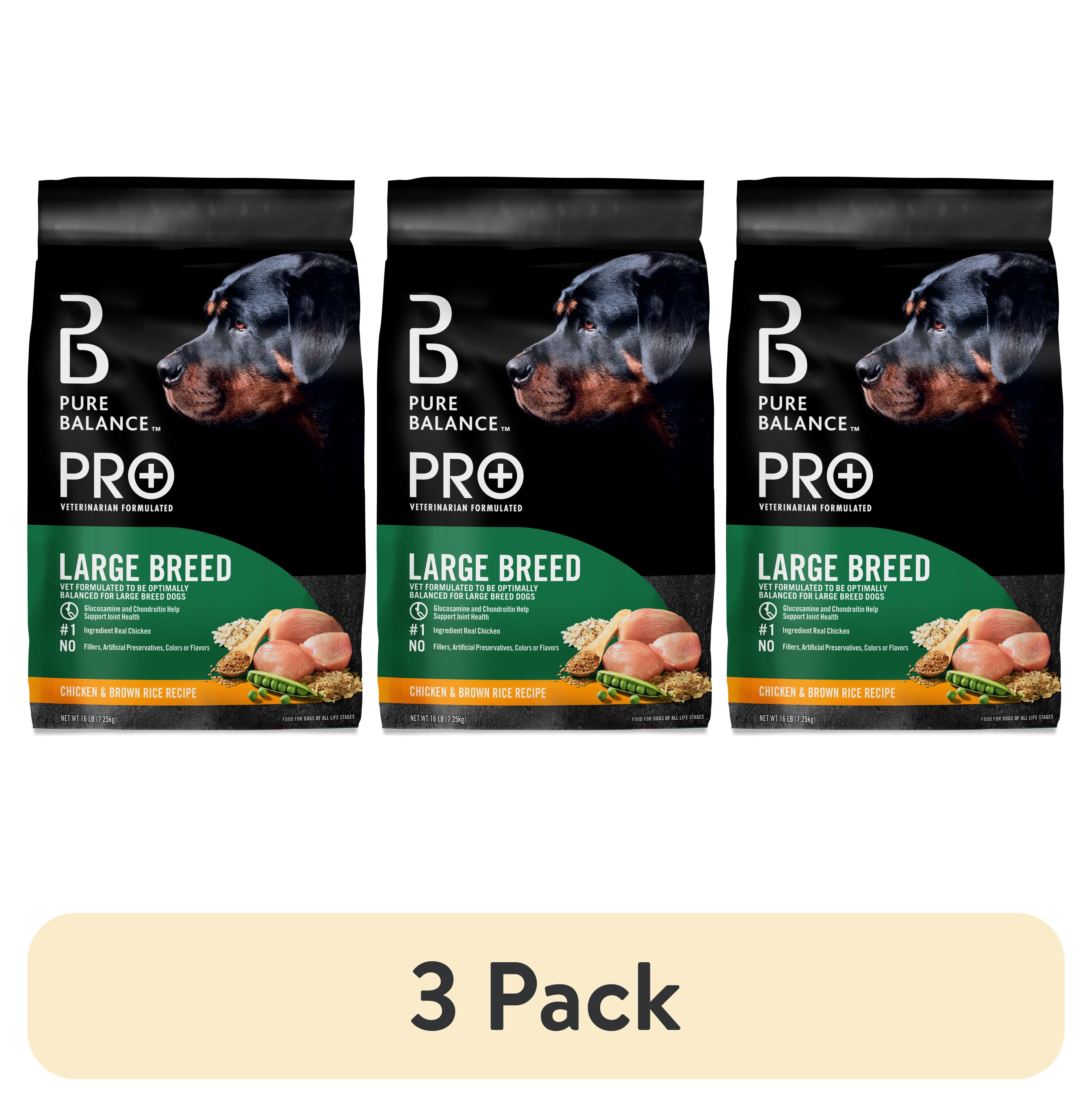 (3 pack) Pure Balance Pro+ Large Breed Chicken & Brown Rice Recipe Dry Dog Food, 16 lbs