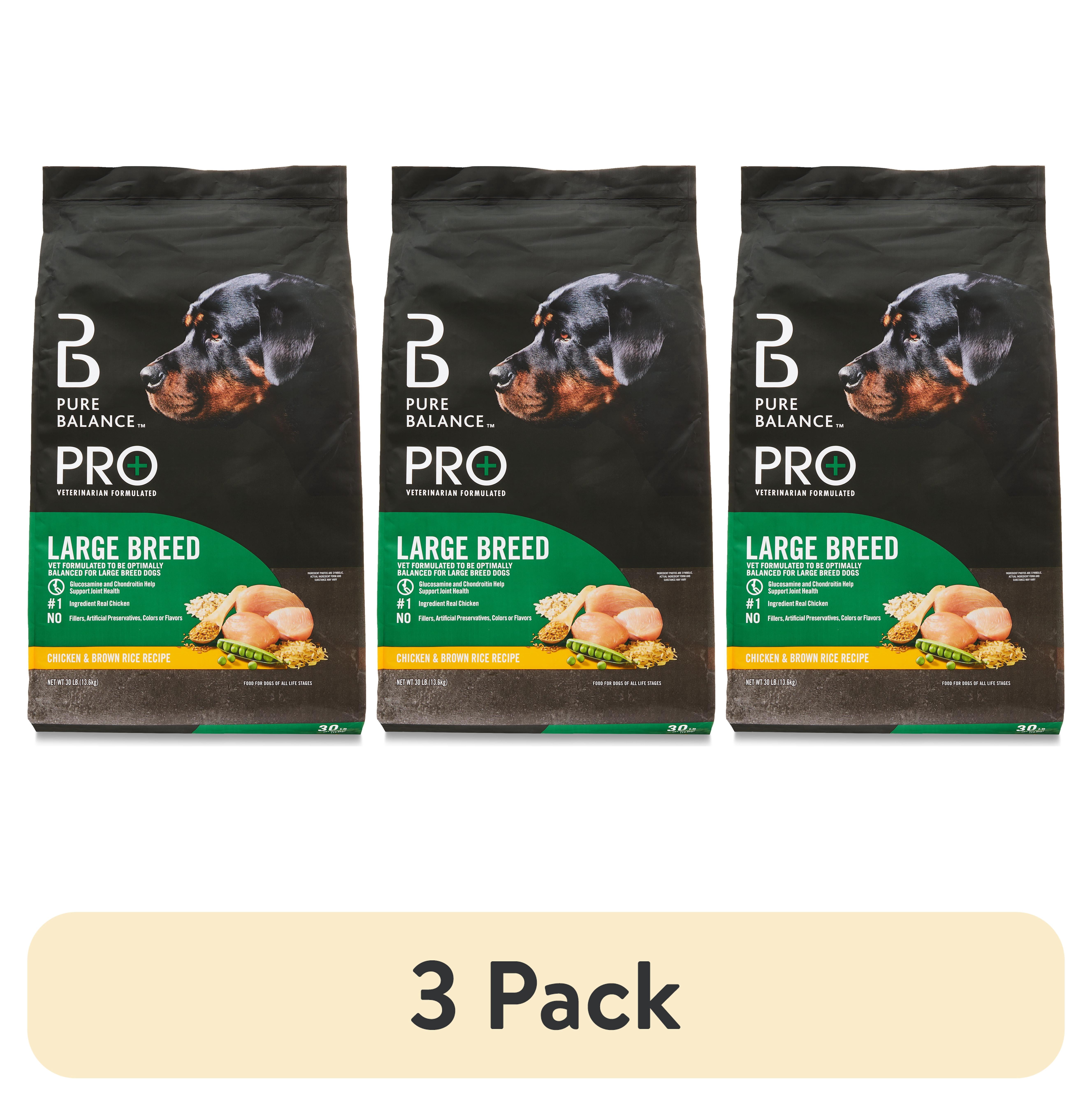 (3 pack) Pure Balance Pro+ Large Breed Chicken and Brown Rice Recipe Dry Dog Food, 30 lb