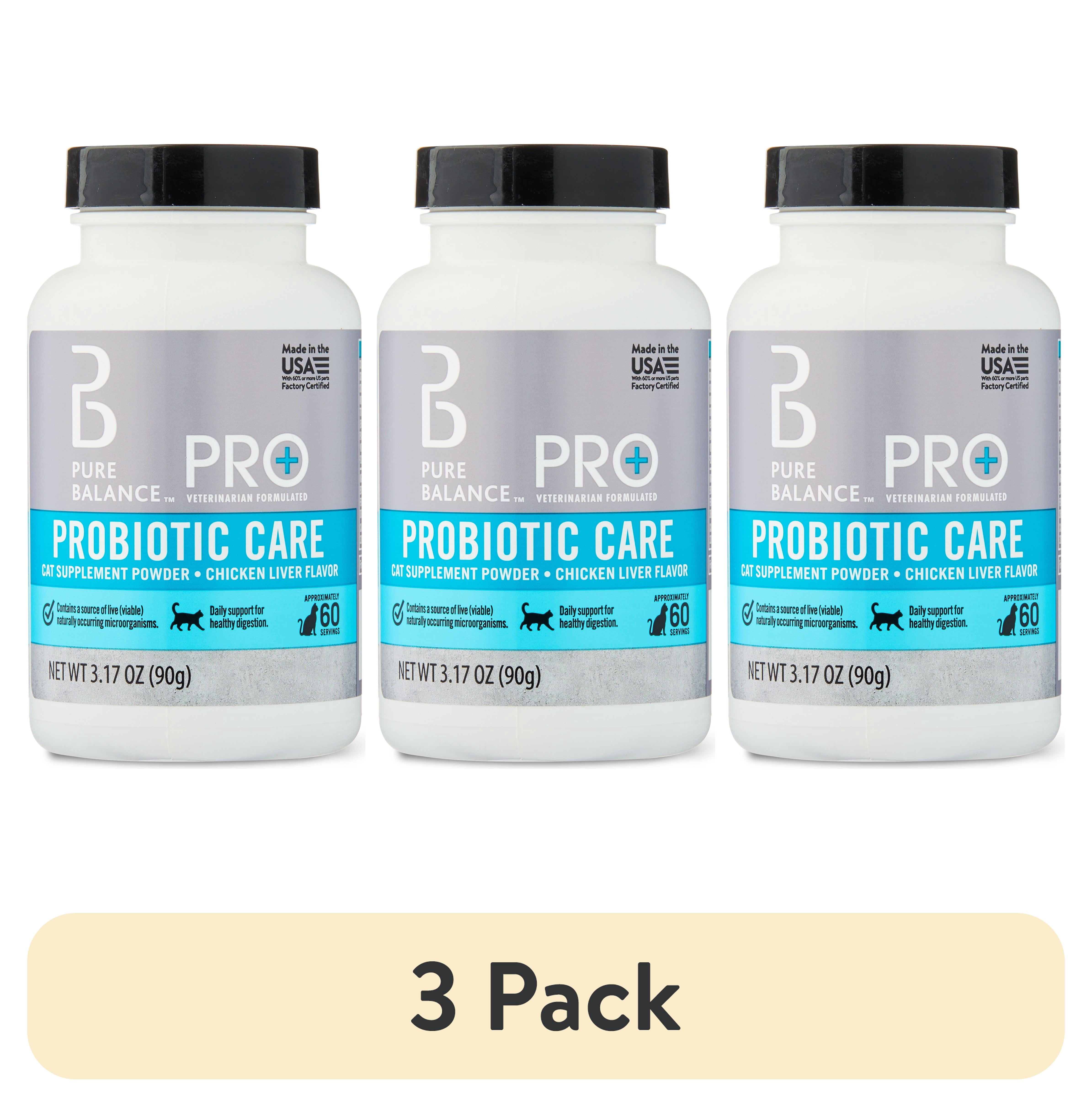 (3 pack) Pure Balance Pro+ Probiotic Care for Cats, Digestion Supplement Powder, Chicken Liver Flavor, 60 Servings
