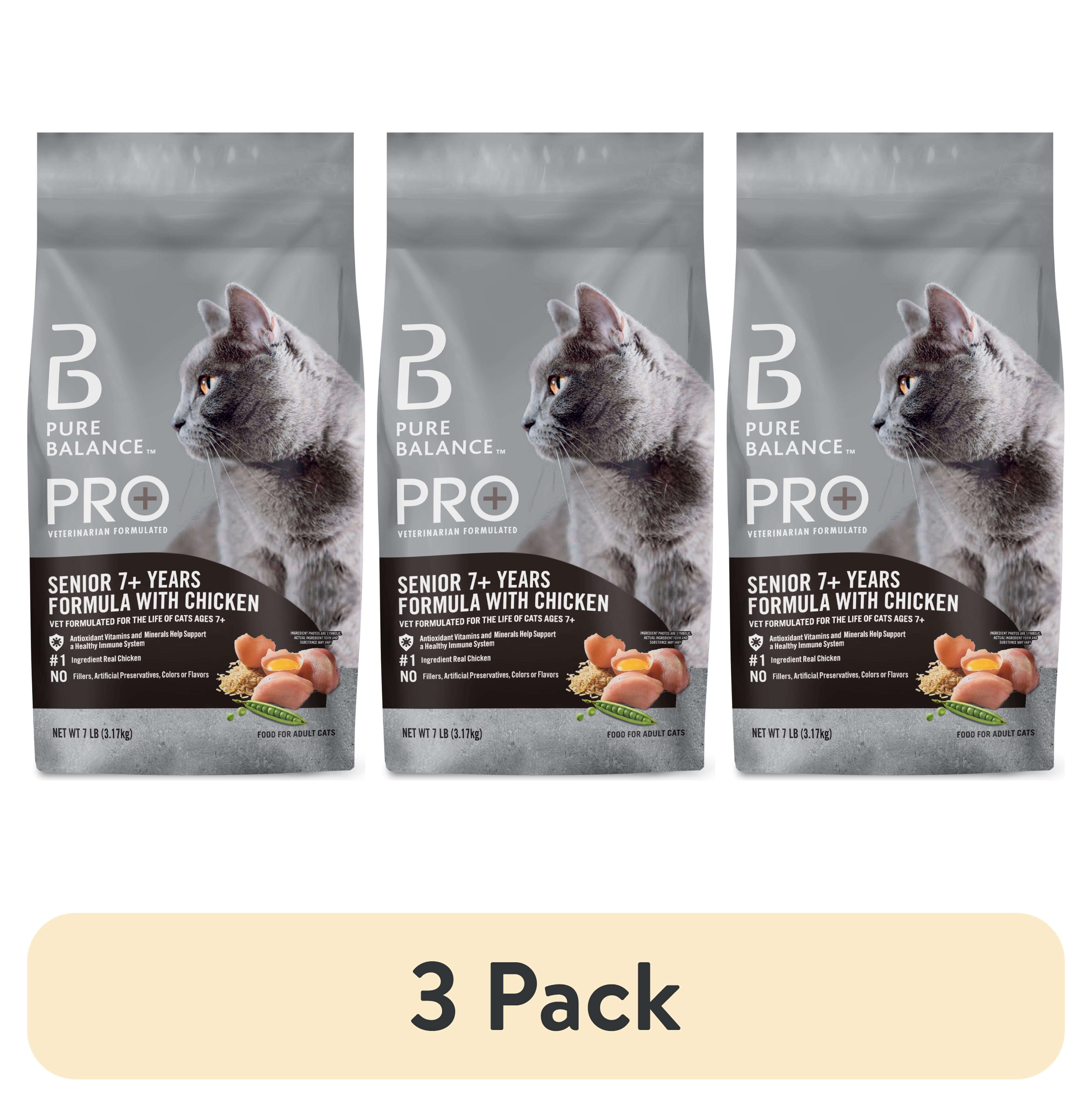 (3 pack) Pure Balance Pro+ Senior Formula with Chicken Dry Cat Food, 7 lbs