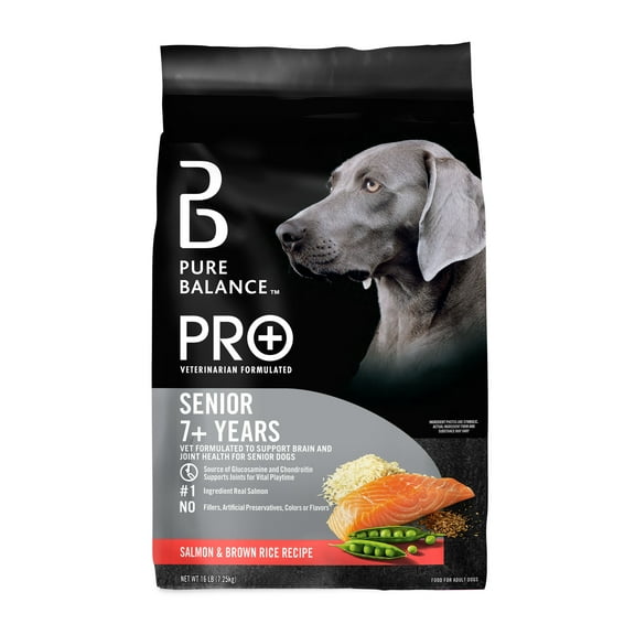 (3 pack) Pure Balance Pro+ Senior Salmon & Brown Rice Recipe Dry Dog Food, 16 lb