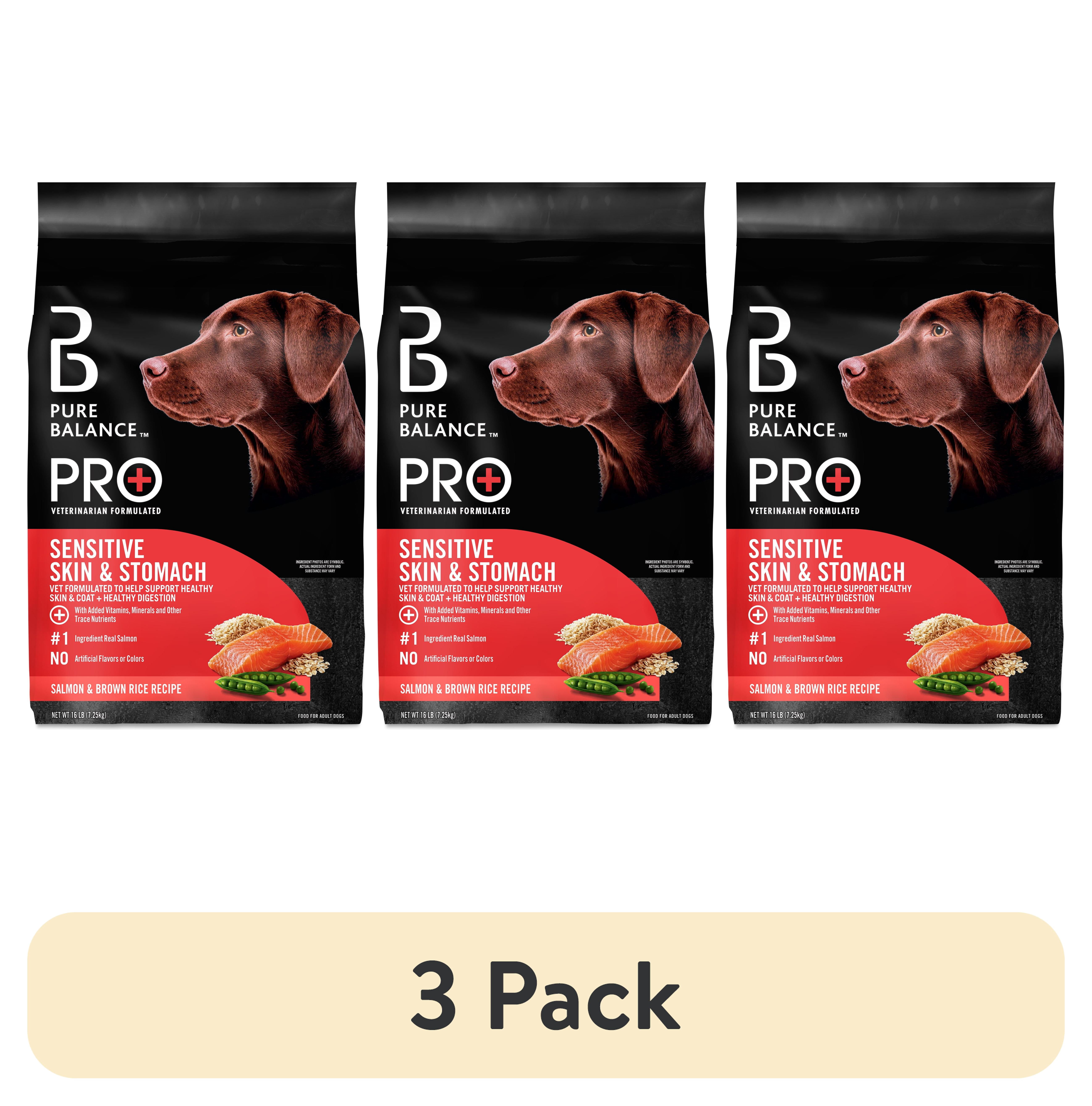 (3 pack) Pure Balance Pro+Sensitive Skin and Stomach Salmon & Rice Recipe Dry Dog Food, 16 lb