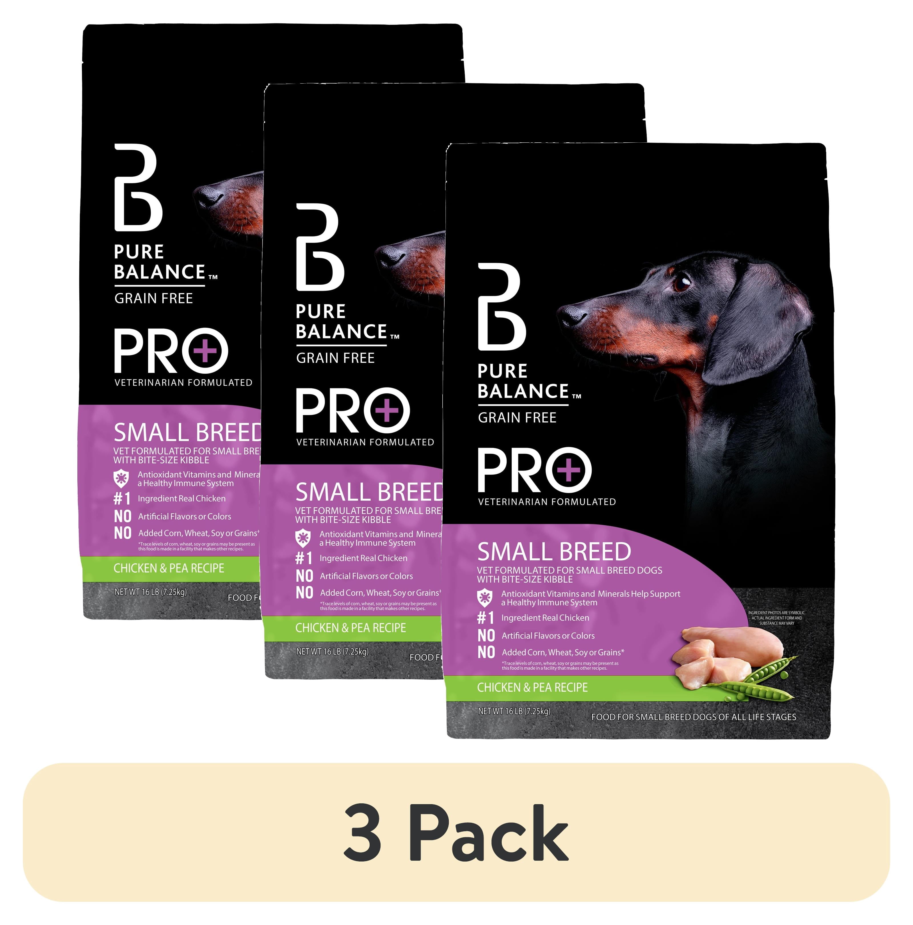 (3 pack) Pure Balance Pro+ Small Breed Chicken & Pea Recipe Dry Dog Food, 16 lbs