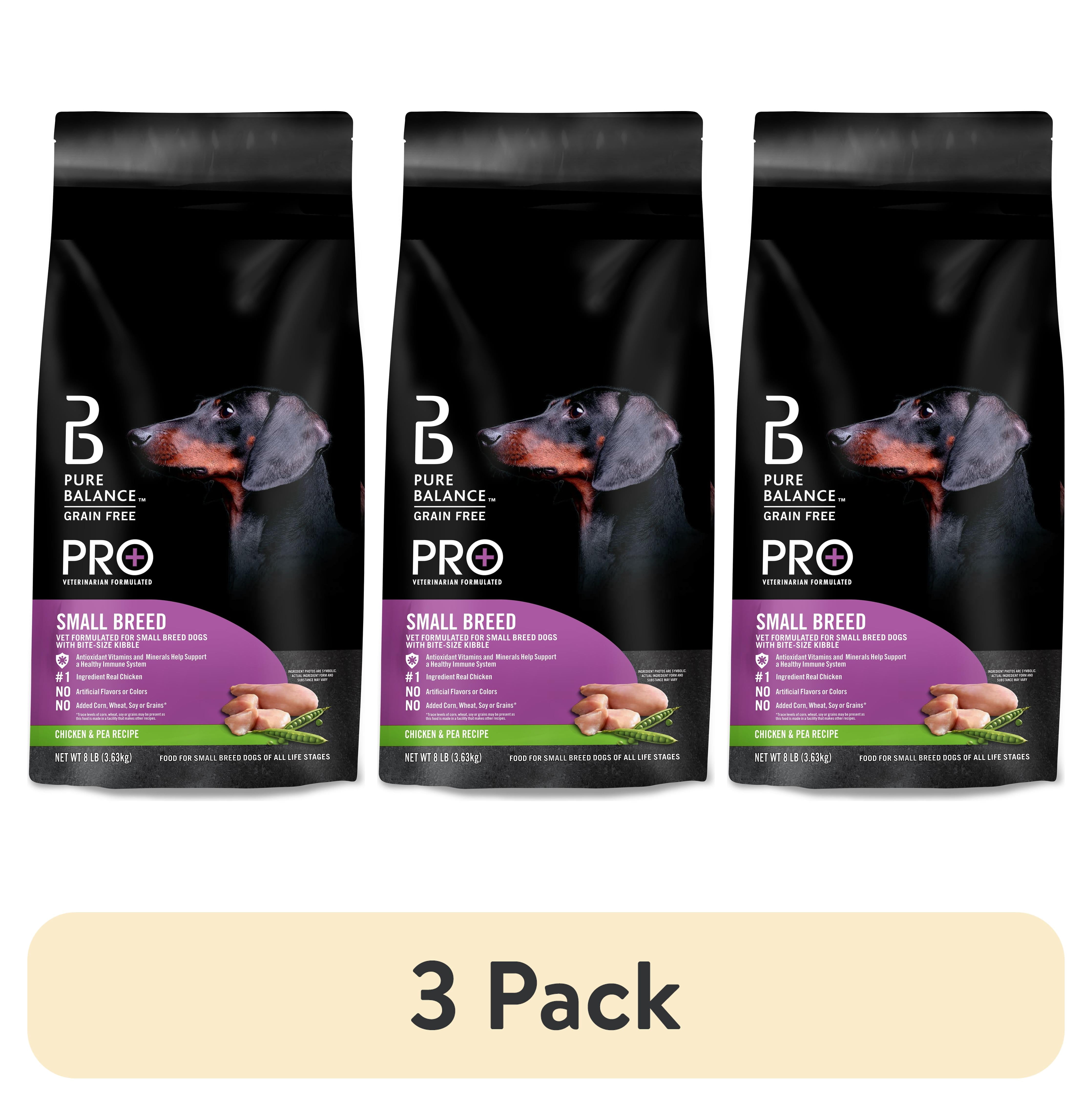 (3 pack) Pure Balance Pro+ Small Breed Chicken and Pea Recipe Dry Dog Food, 8 lb