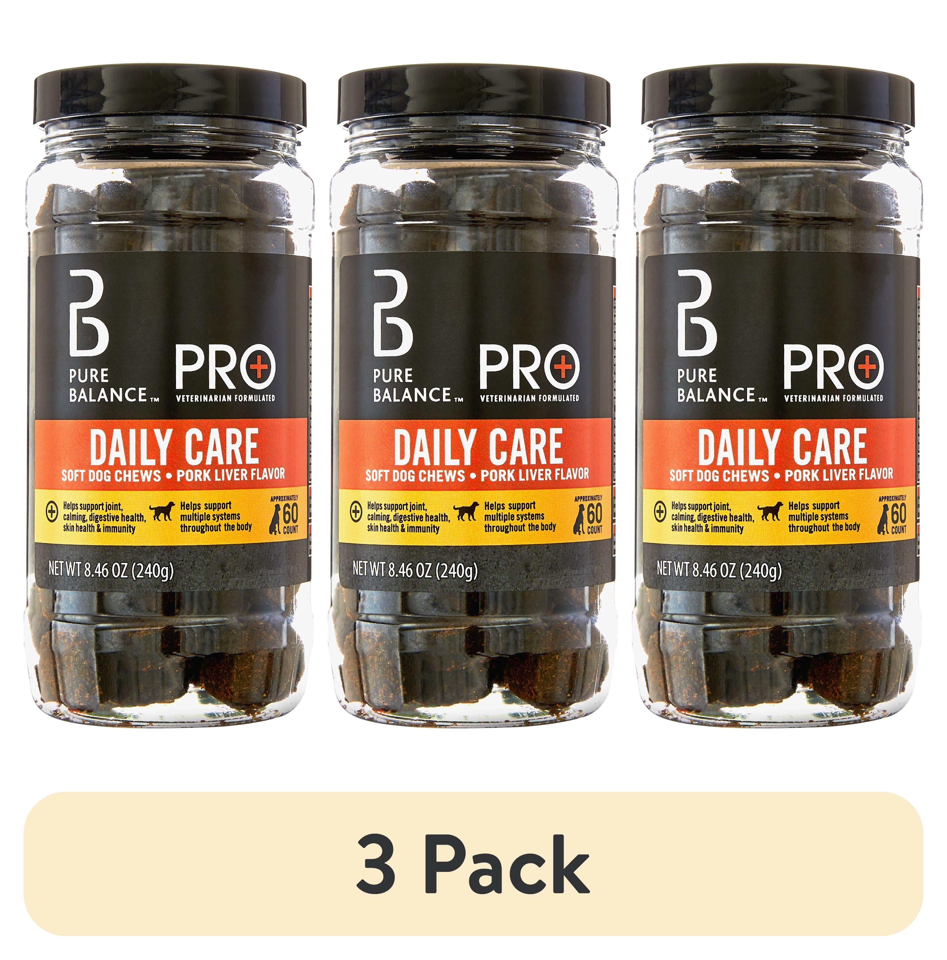 (3 pack) Pure Balance Pro+ Veterinarian Formulated Daily Care Multivitamin for Dogs, Pork Liver Flavor, 60 Count Soft Chews