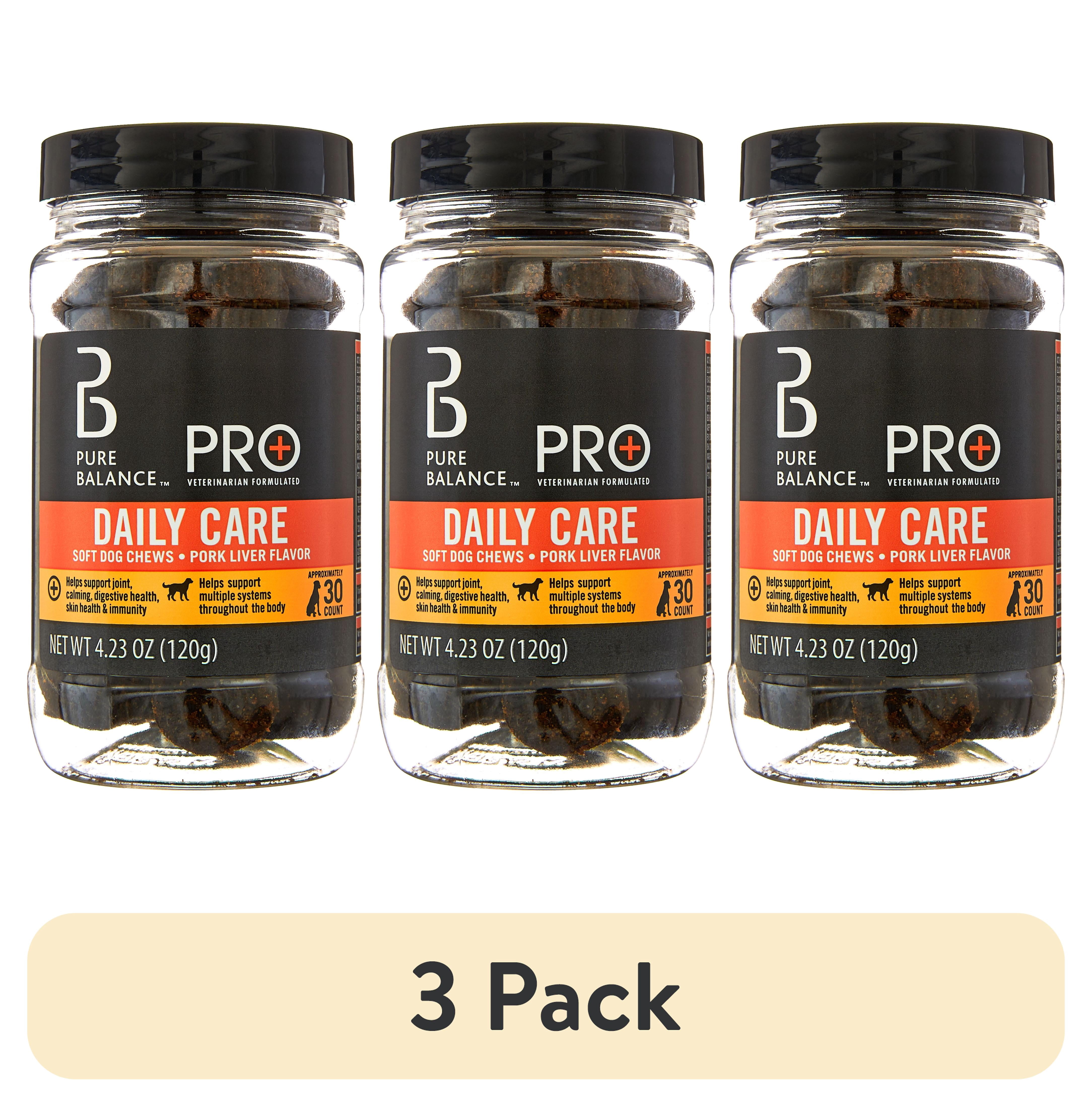 (3 pack) Pure Balance Pro+ Daily Care Dog Soft Chews, Pork Liver Flavor, 30 Count