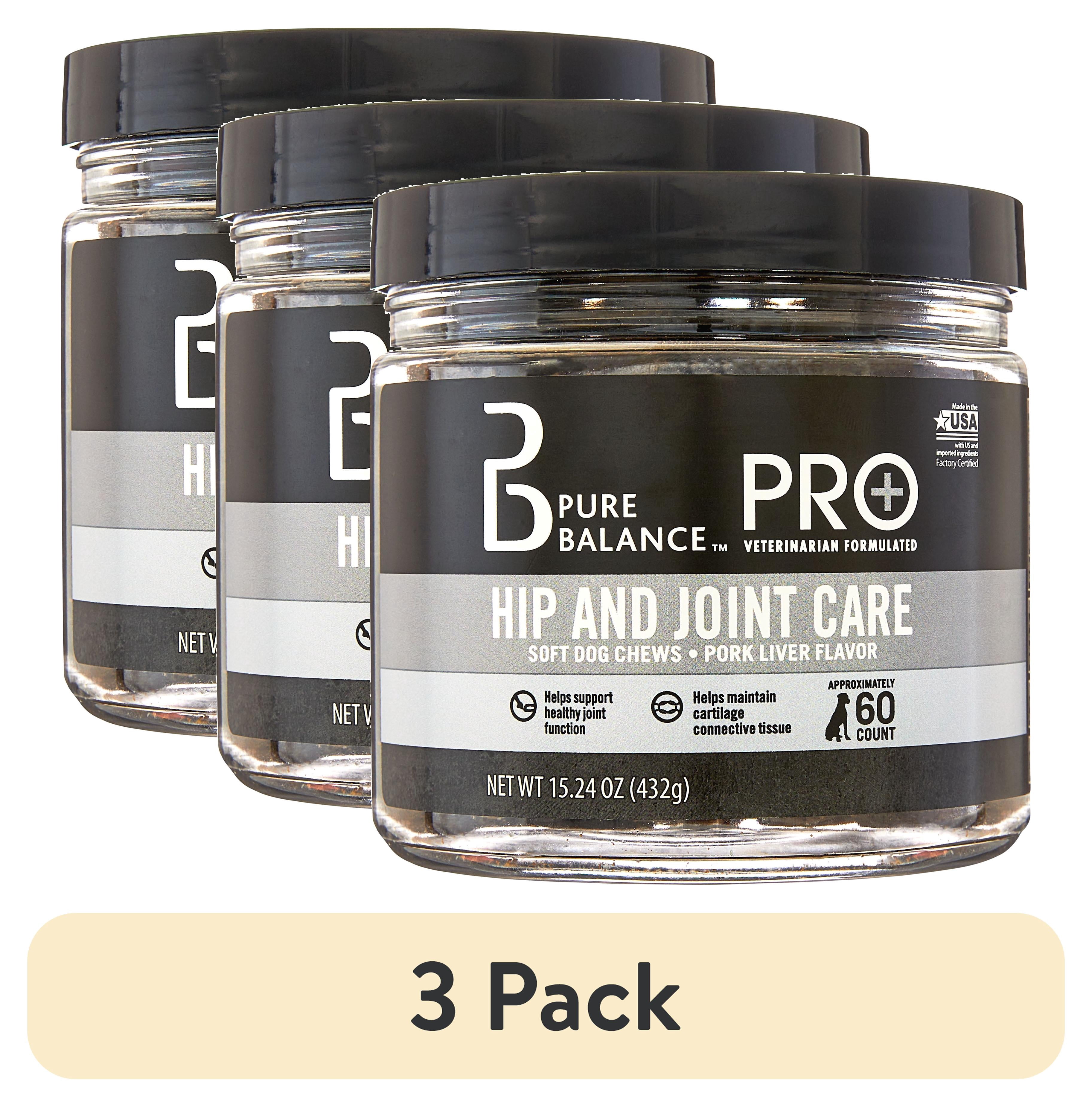 (3 pack) Pure Balance Pro+ Flex Care for Dogs, Glucosamine Chondroitin Hip & Joint Soft Chews, Pork Liver Flavor, 60 Count