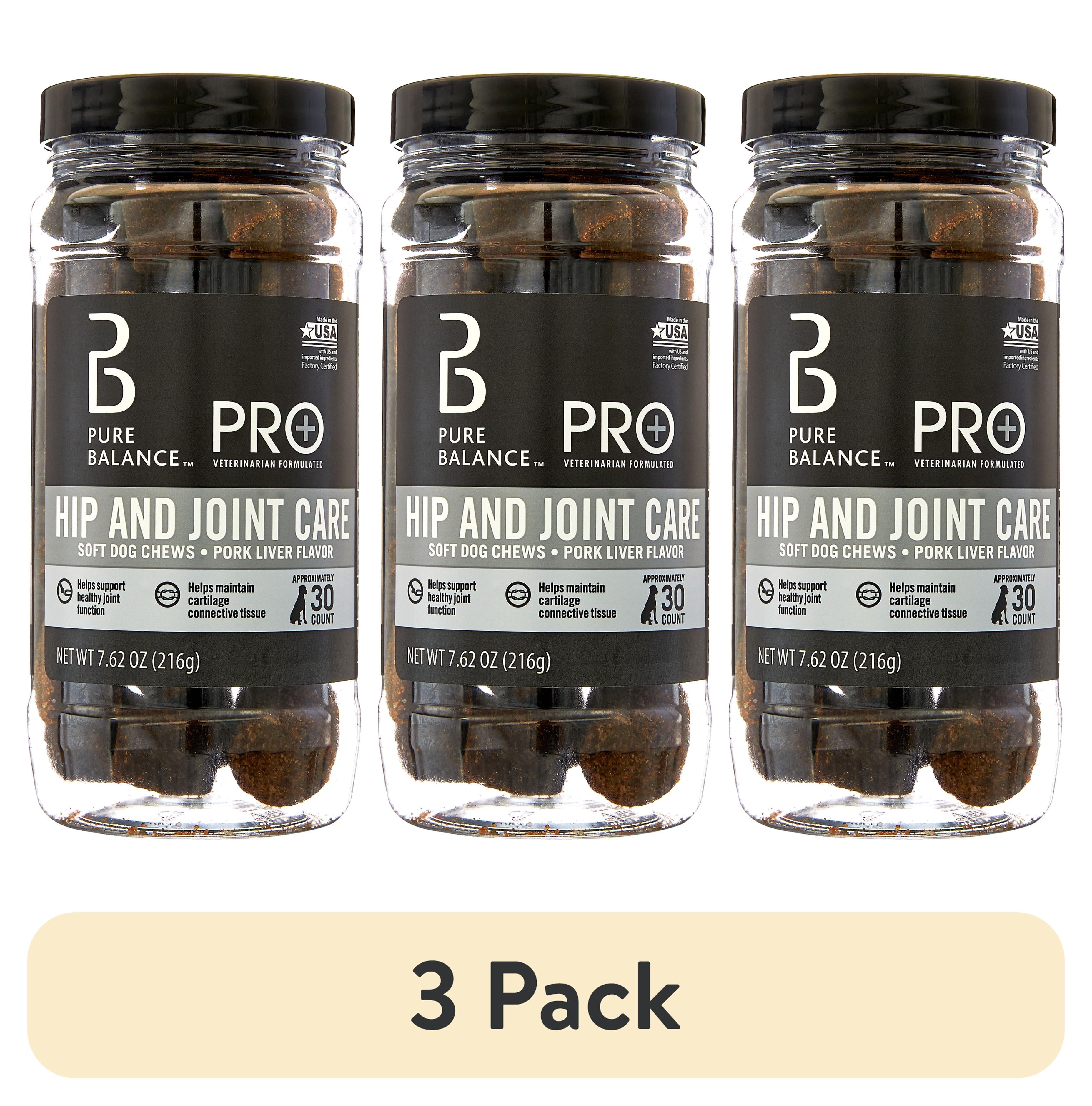(3 pack) Pure Balance Pro+ Flex Care for Dogs, Pork Liver Flavor, 30 Count Soft Chews