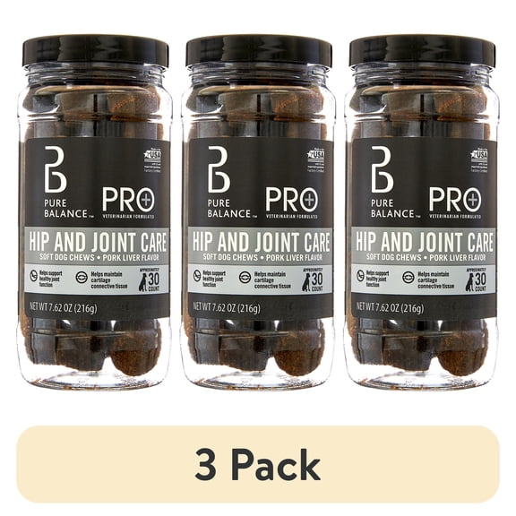(3 pack) Pure Balance Pro+ Veterinarian Formulated Flex Care for Dogs, Pork Liver Flavor, 30 Count Soft Chews