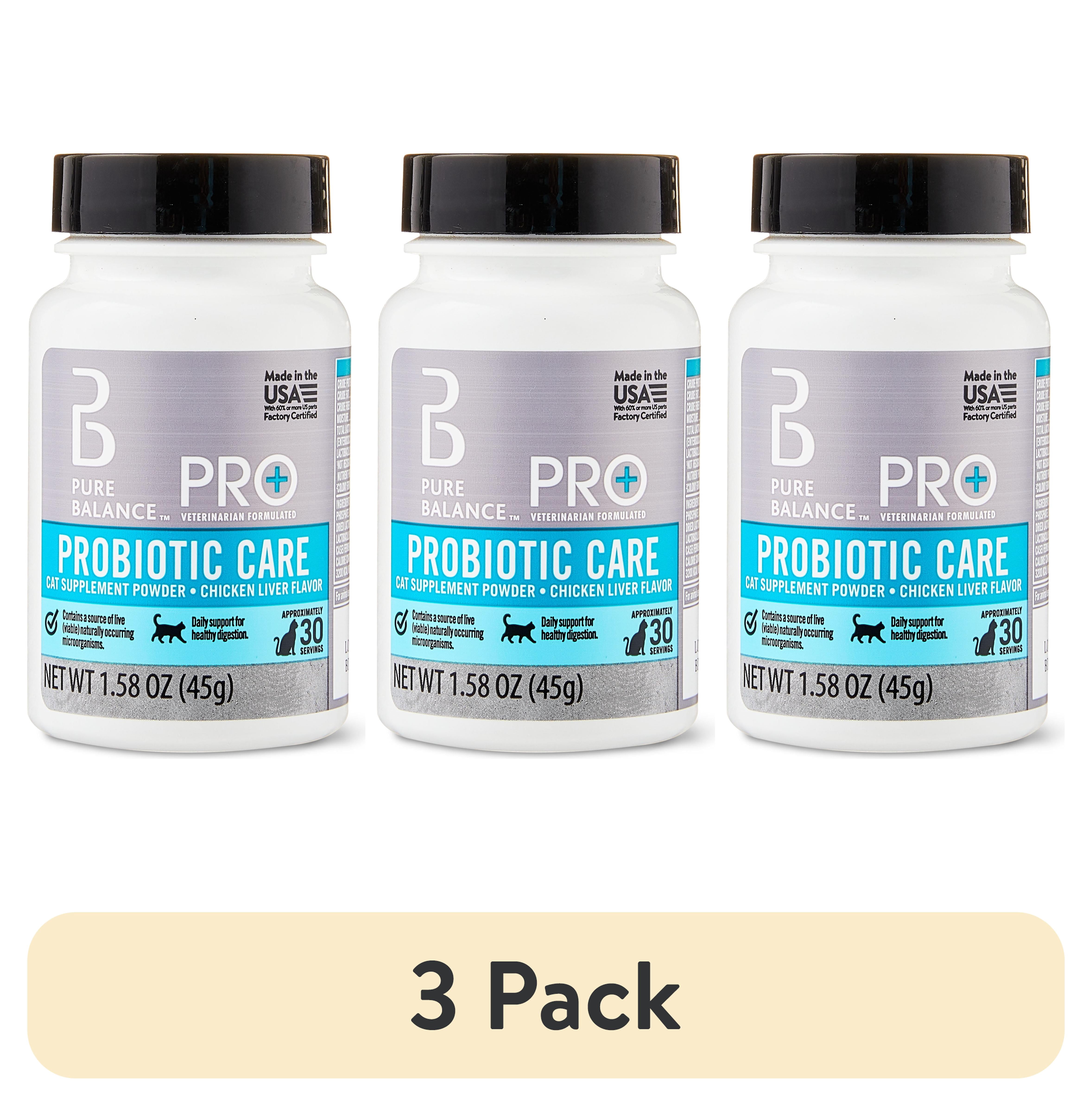 (3 pack) Pure Balance Pro+ Probiotic Care Supplement Powder for Cats, Chicken Liver Flavor, 30 Servings