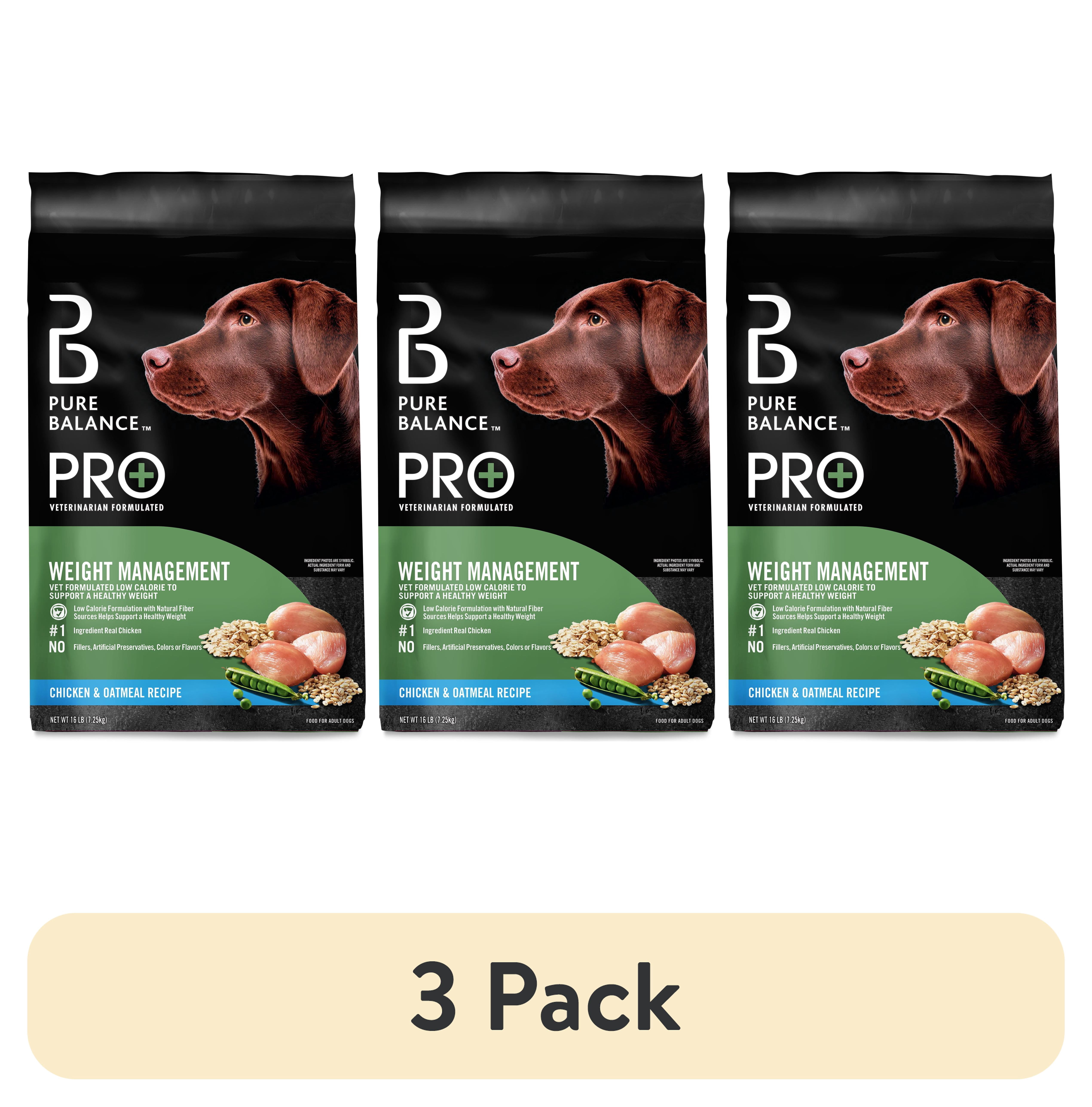 (3 pack) Pure Balance Pro+ Weight Management Chicken & Oatmeal Recipe Dry Dog Food, 16 lbs
