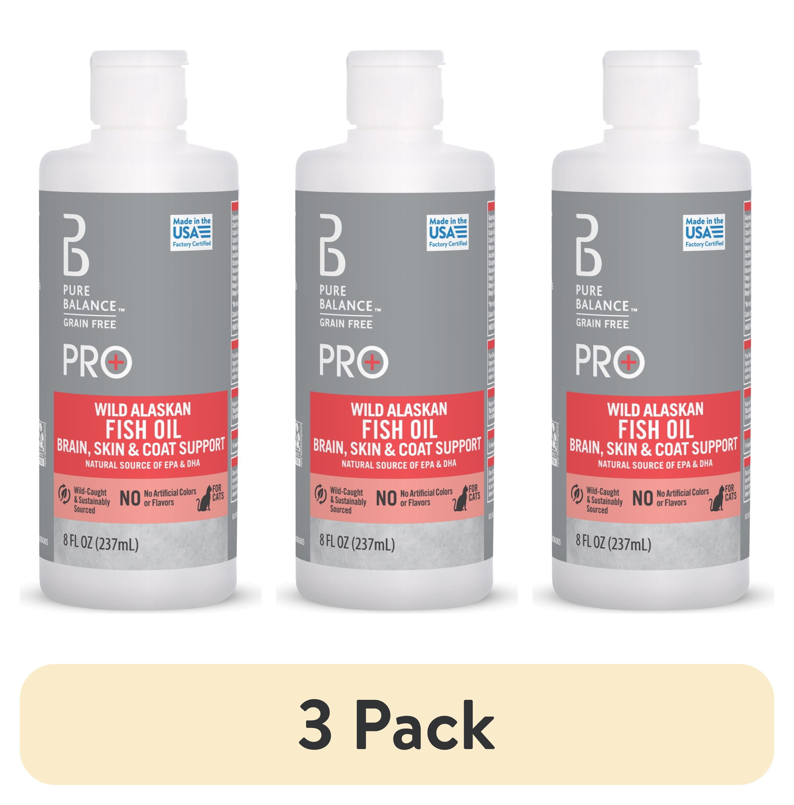 (3 pack) Pure Balance Pro+ Wild Alaskan Fish Oil Supplement for Cats, 8 fl oz
