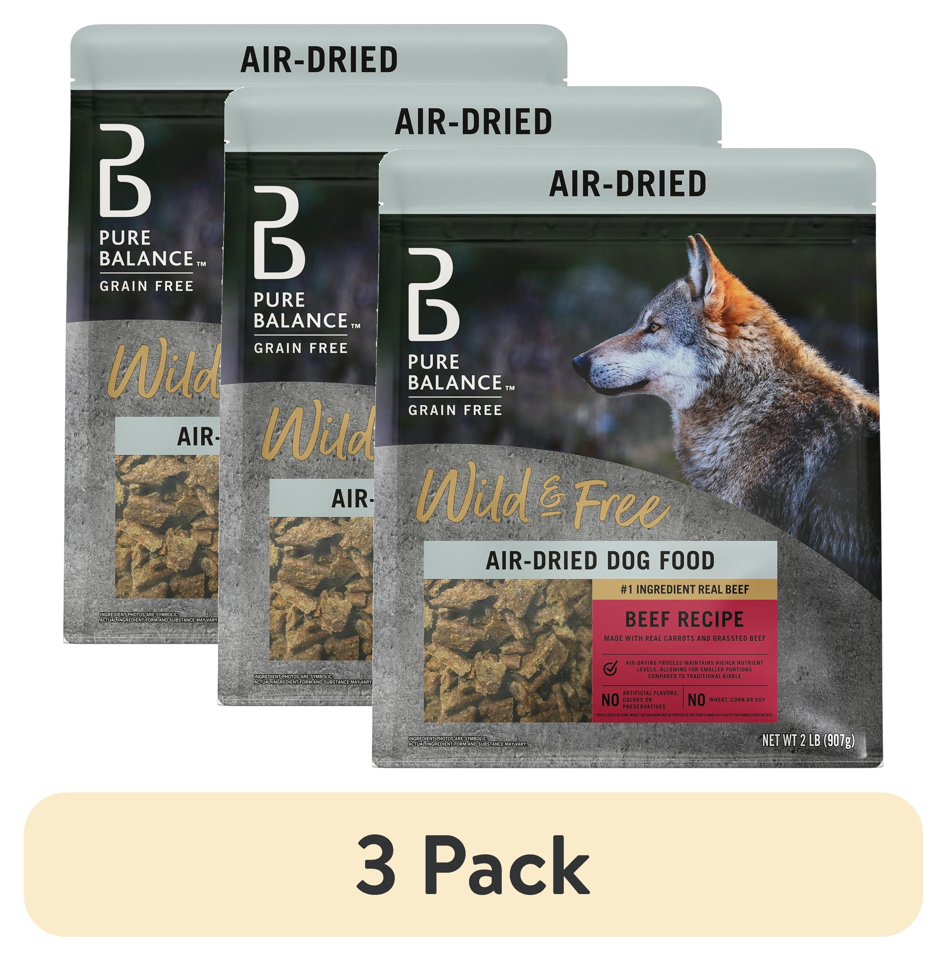 4 pack) Pure Balance Wild & Free Air Dried Dog Food Beef Recipe, 2