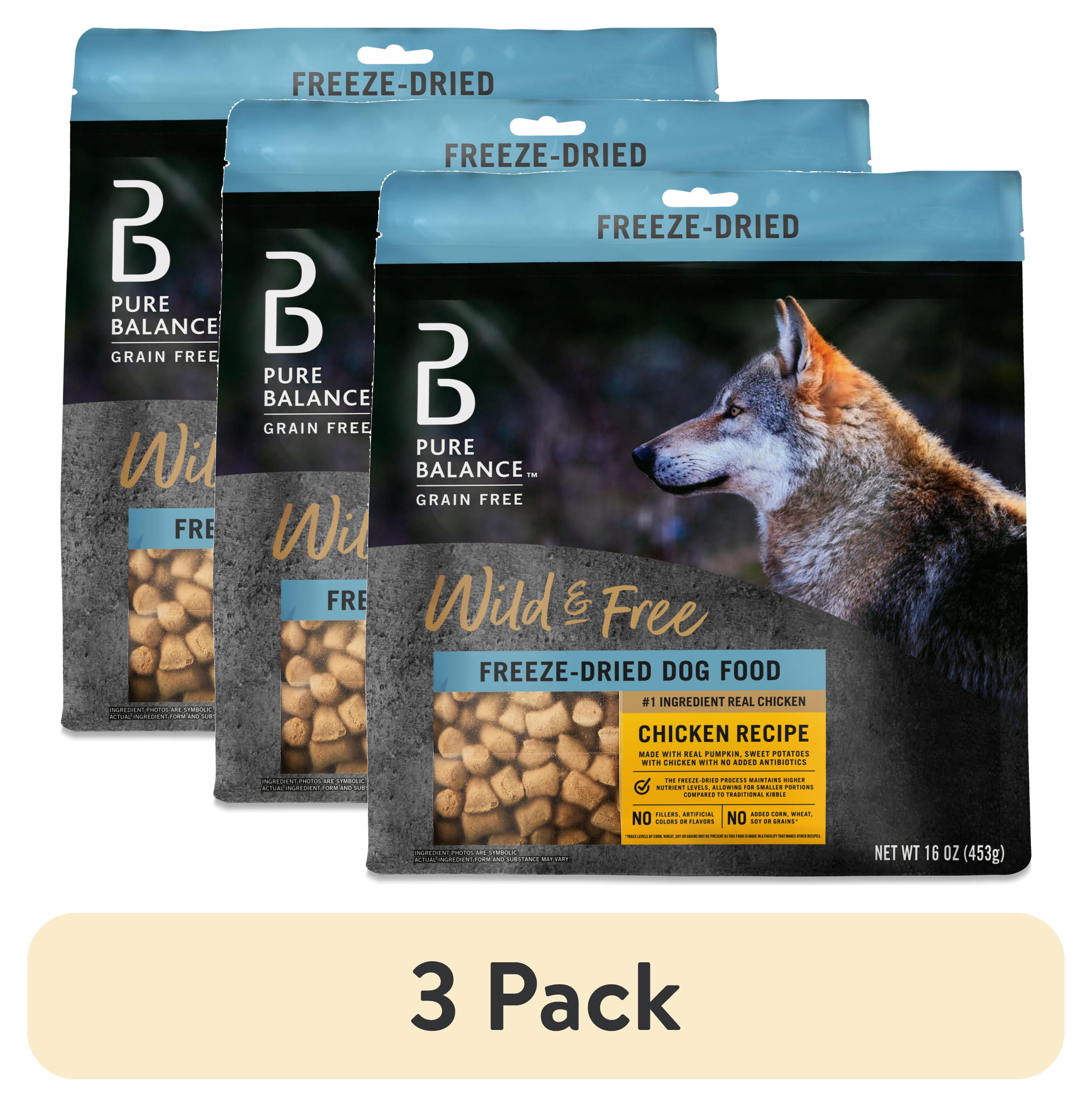 (3 pack) Pure Balance Wild & Free Chicken Recipe Freeze-Dried Dog Food, 16 oz