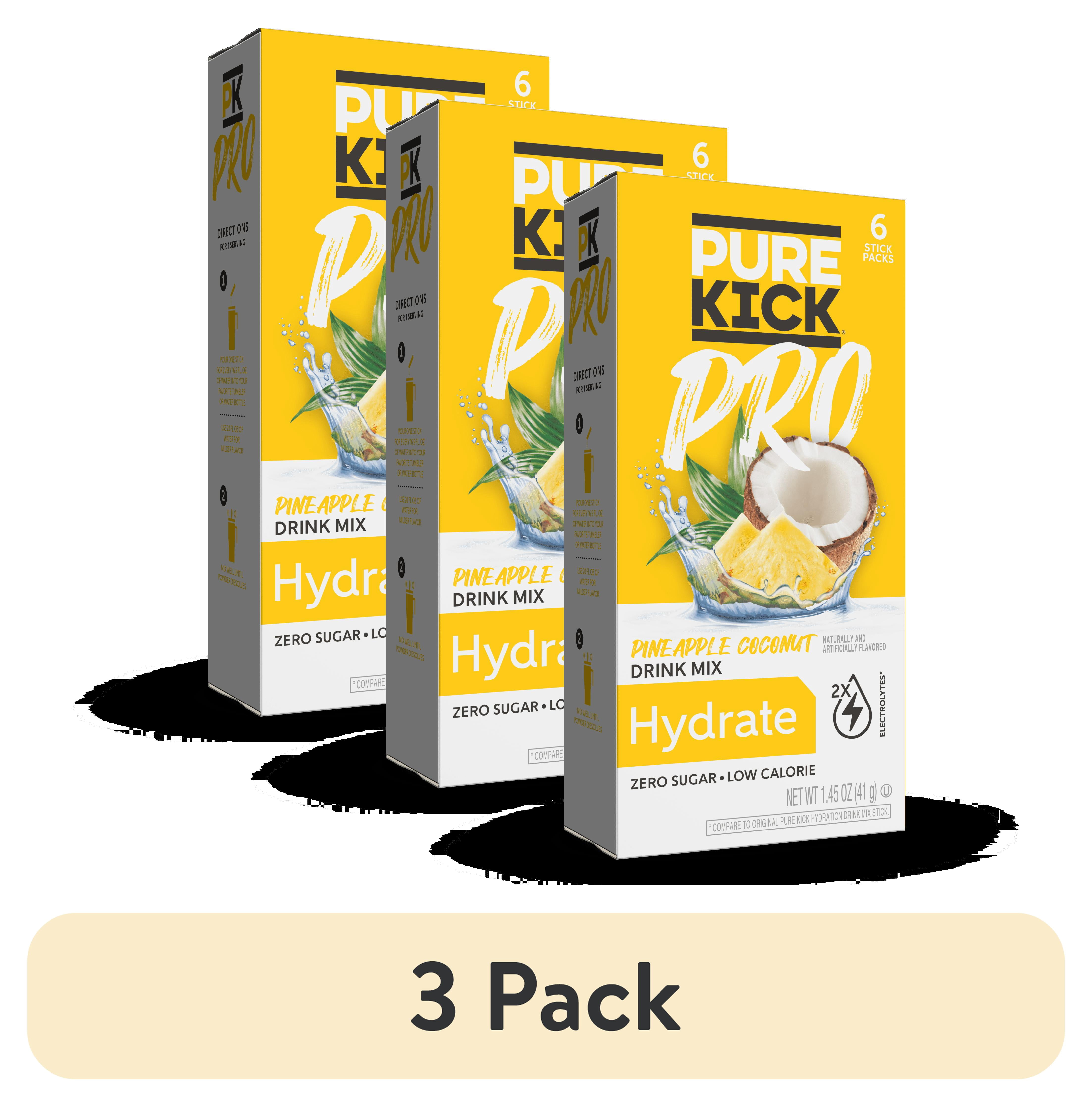 Pro Powder Packettes (3 pack) Pure Kick Pro Pineapple Coconut, Hydration Electrolyte ...