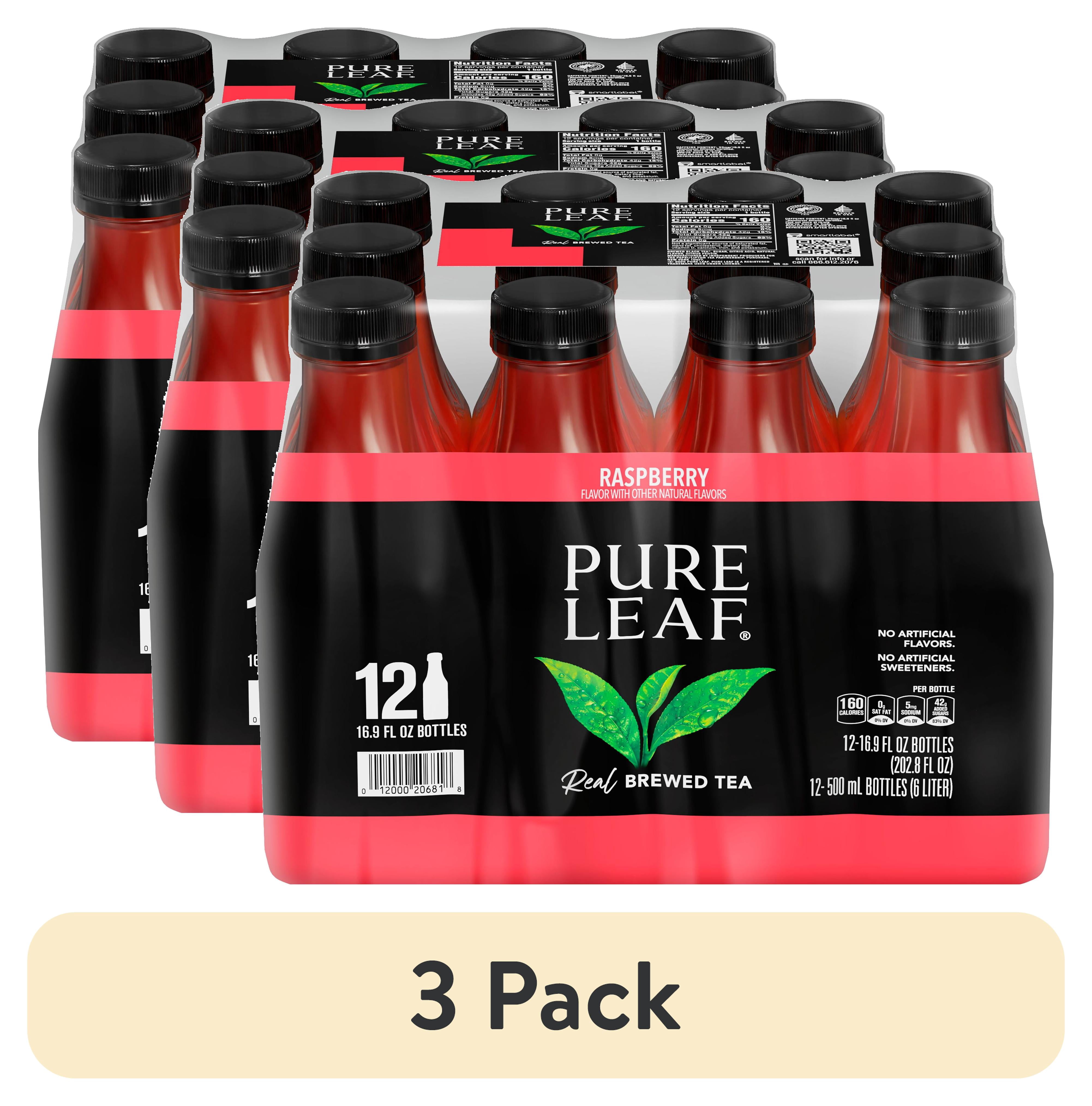(3 pack) Pure Leaf Raspberry Real Brewed Iced Tea, 16.9 oz, 12 Pack ...