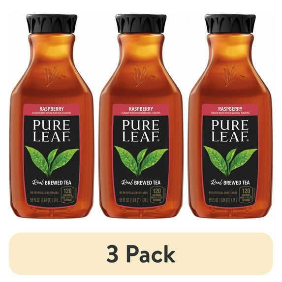 (3 pack) Pure Leaf Real Brewed Raspberry Sweet Tea, Caffeine-Free, 59 Fluid Ounces Bottle
