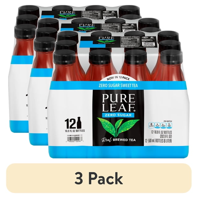 (3 pack) Pure Leaf Zero Sugar Real Brewed Iced Tea Sweet Tea, 16.9 fl ...