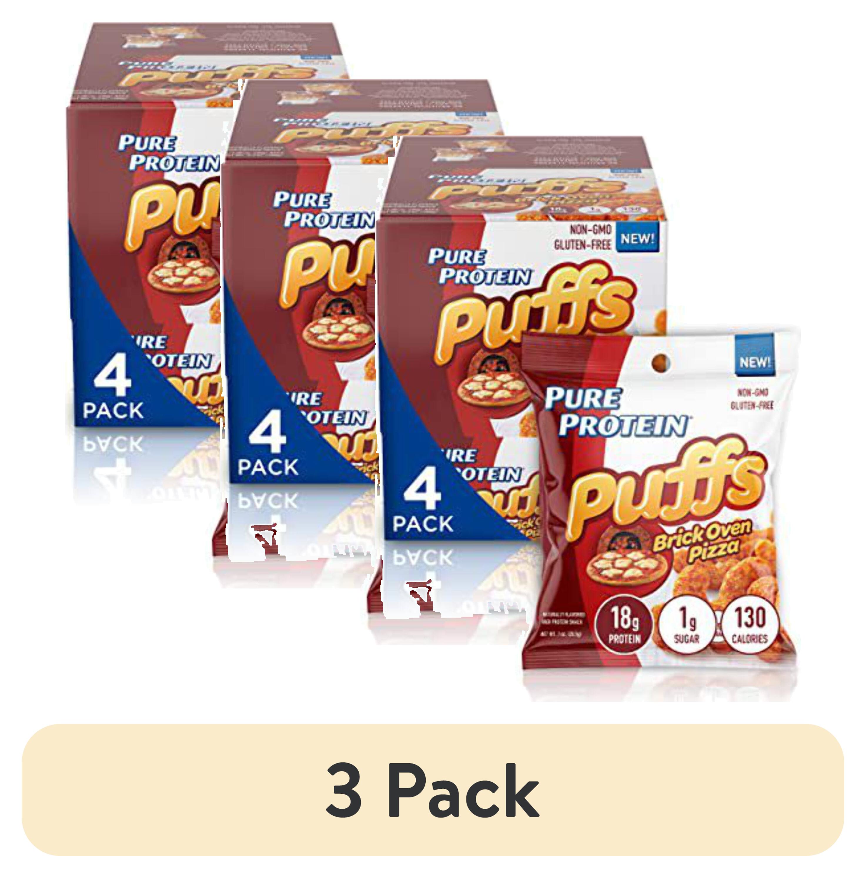 (3 pack) Pure Protein Puffs Snack, Brick Oven Pizza, 18g Protein, 4 Ct