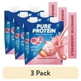 thumbnail image 1 of (3 pack) Pure Protein Shake, Strawberry Milkshake, 30g Protein, 11 fl oz, 4 Count, 1 of 9