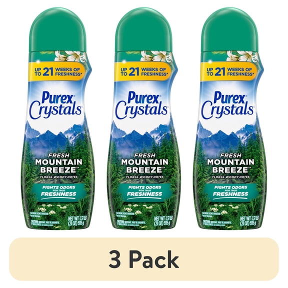 (3 pack) Purex Crystals Laundry Scent Booster Beads, Fresh Mountain Breeze, 21oz
