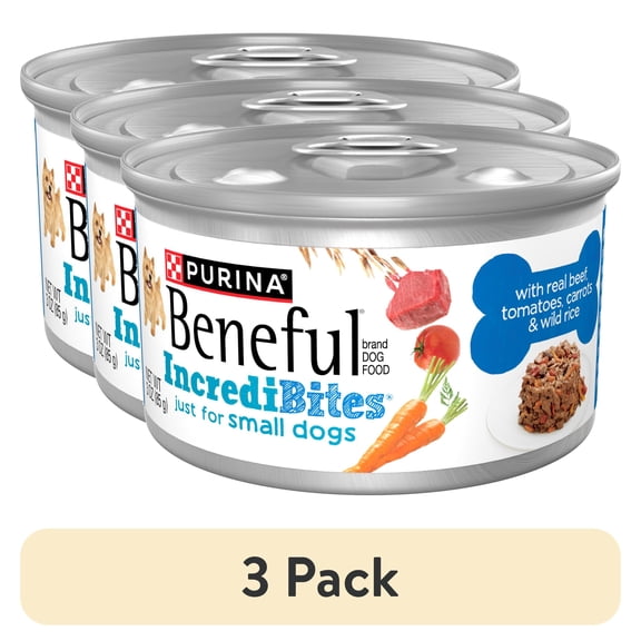 (3 pack) Purina Beneful Small Breed Wet Dog Food in Gravy, IncrediBites With Real Beef, 3 oz.
