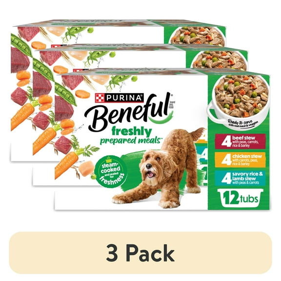 (3 pack) Purina Beneful Dog Food Freshly Prepared Meals Variety Pack Wet Dog Food with Gravy
