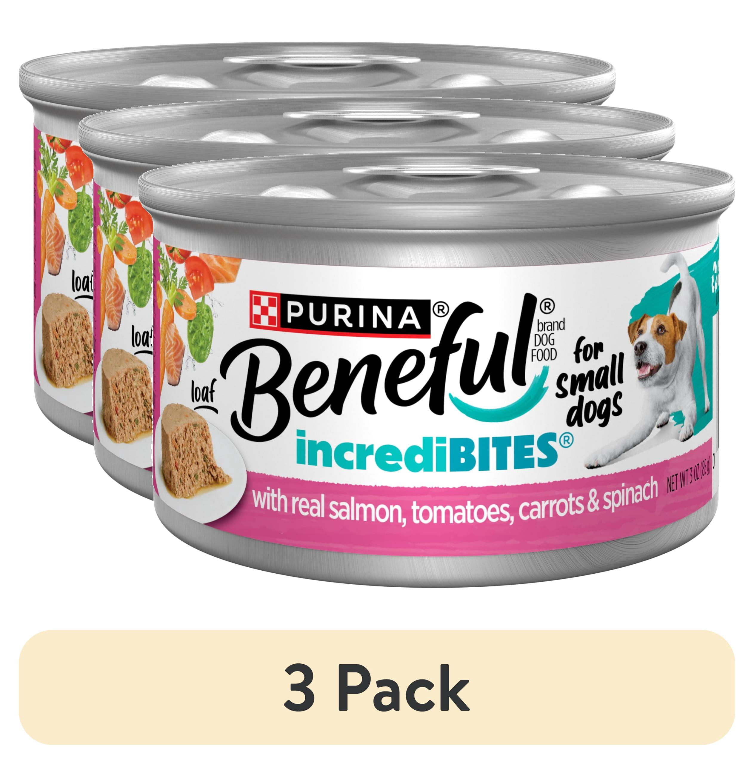 (3 pack) Purina Beneful Small Breed Wet Dog Food, IncrediBites Loaf With Real Salmon Recipe, 3 oz.