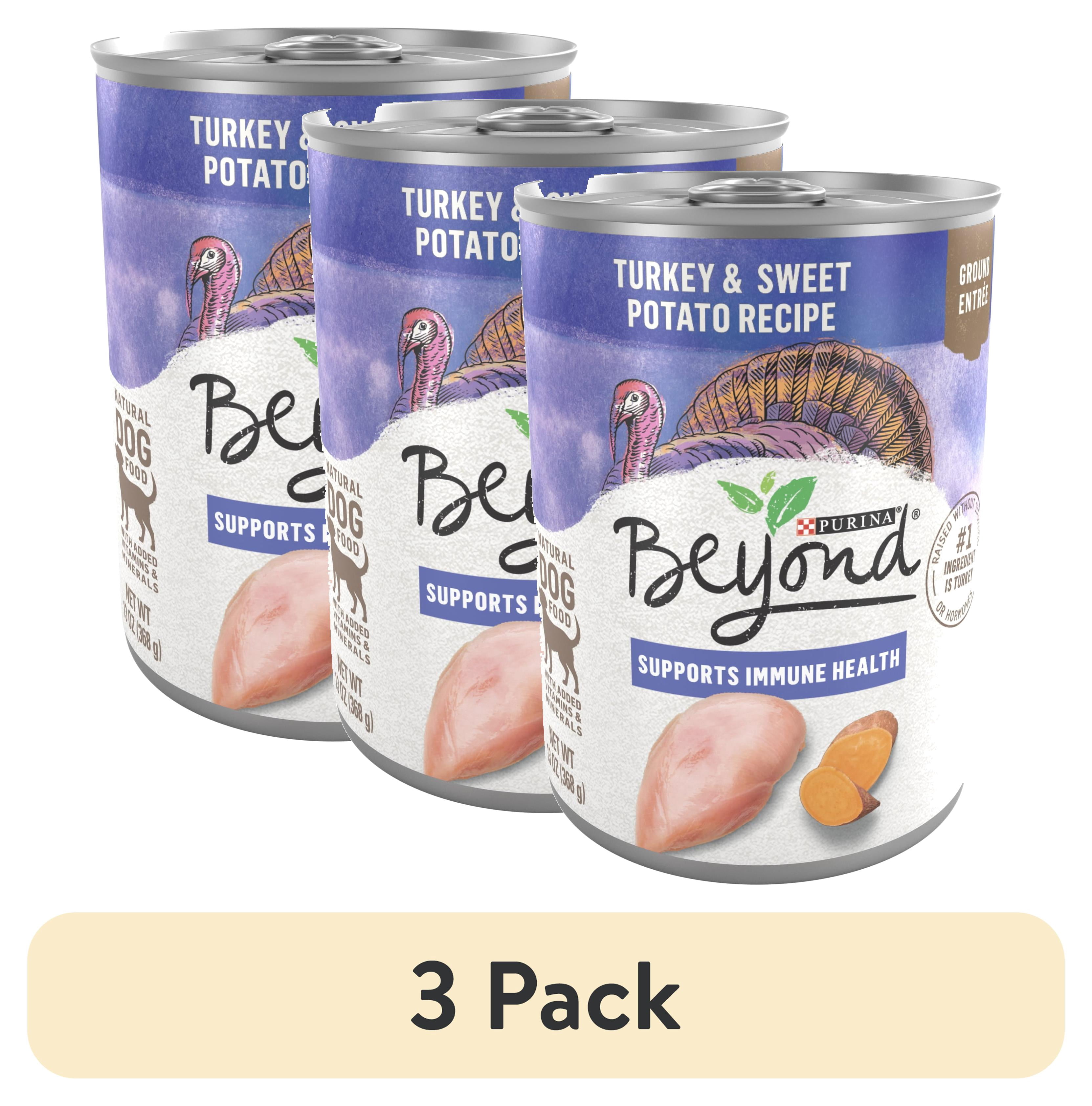 (3 pack) Purina Beyond Ground Entree Wet Dog Food Natural Soft Grain Free Turkey & Sweet Potato, 13 oz Can