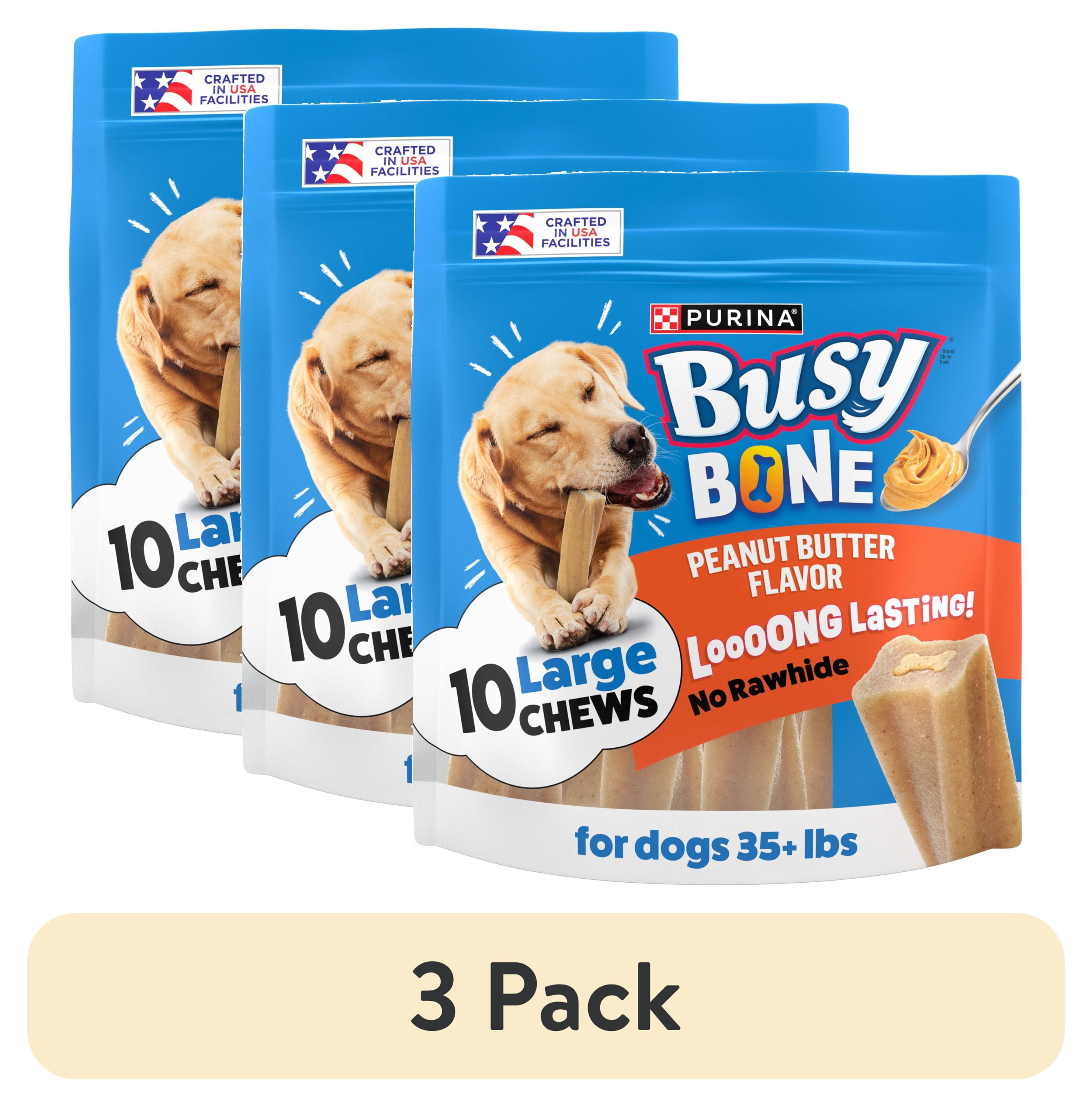 (3 pack) Purina Busy Bone Dog Treats, Peanut Butter Flavor Long-Lasting Chews for Small & Medium Dogs, 35 oz Pouch
