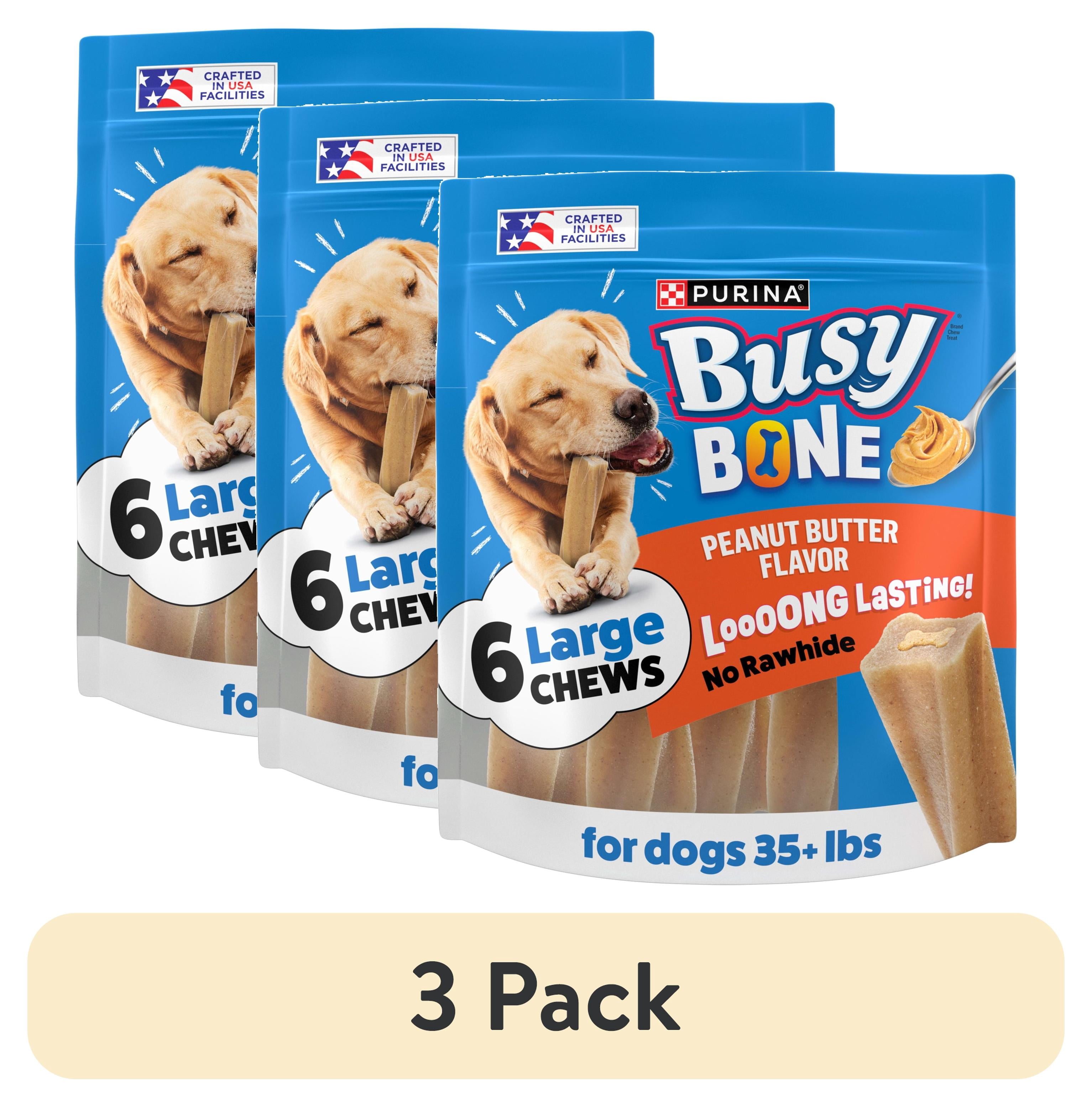 (3 pack) Purina Busy Bone , Long Lasting Small/Medium Breed Adult Dog Chews, Peanut Butter Flavor, 21 oz. Pouch